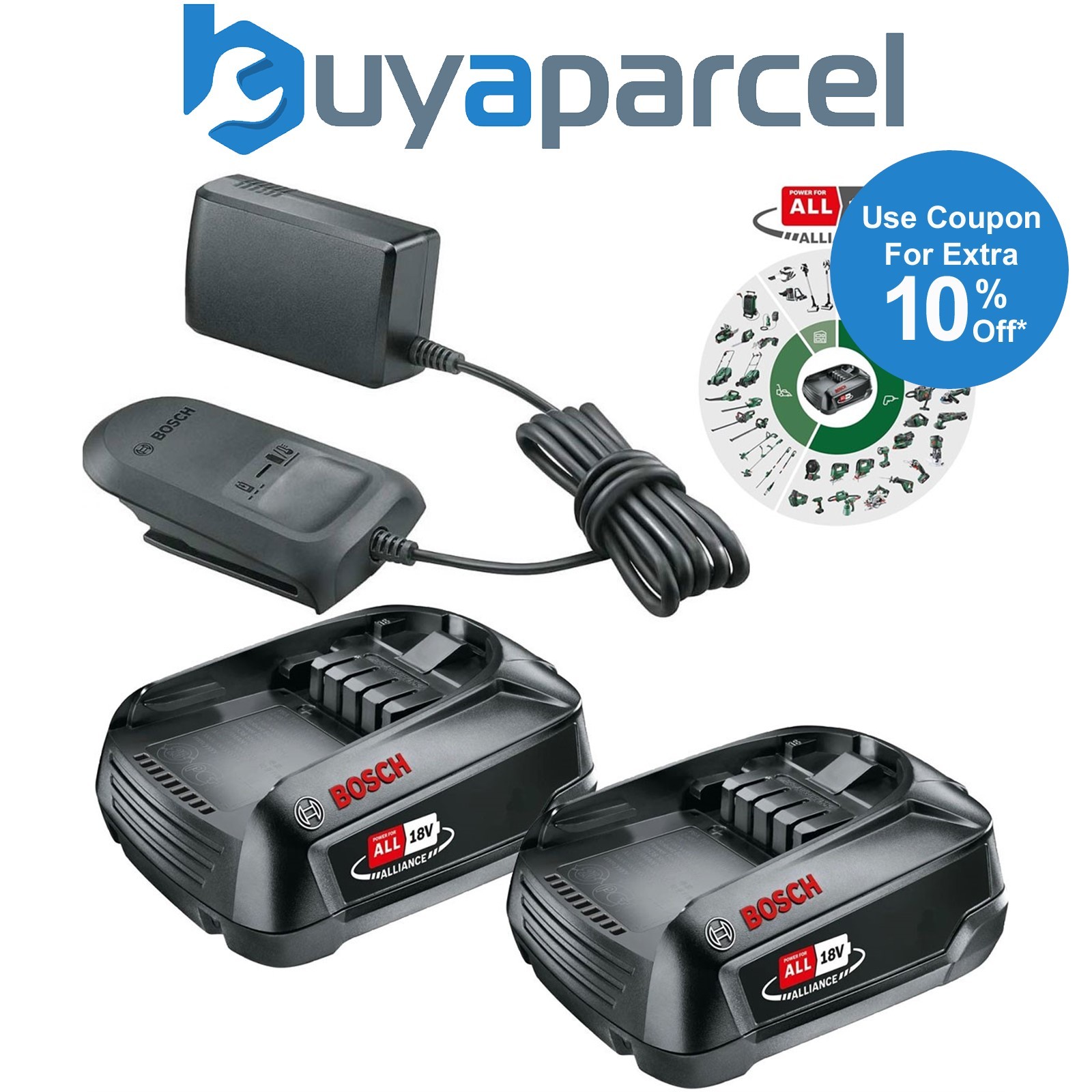 Bosch Starter Set 18V PBA 2x 1.5Ah Battery + Compact Charger Kit - Power For All