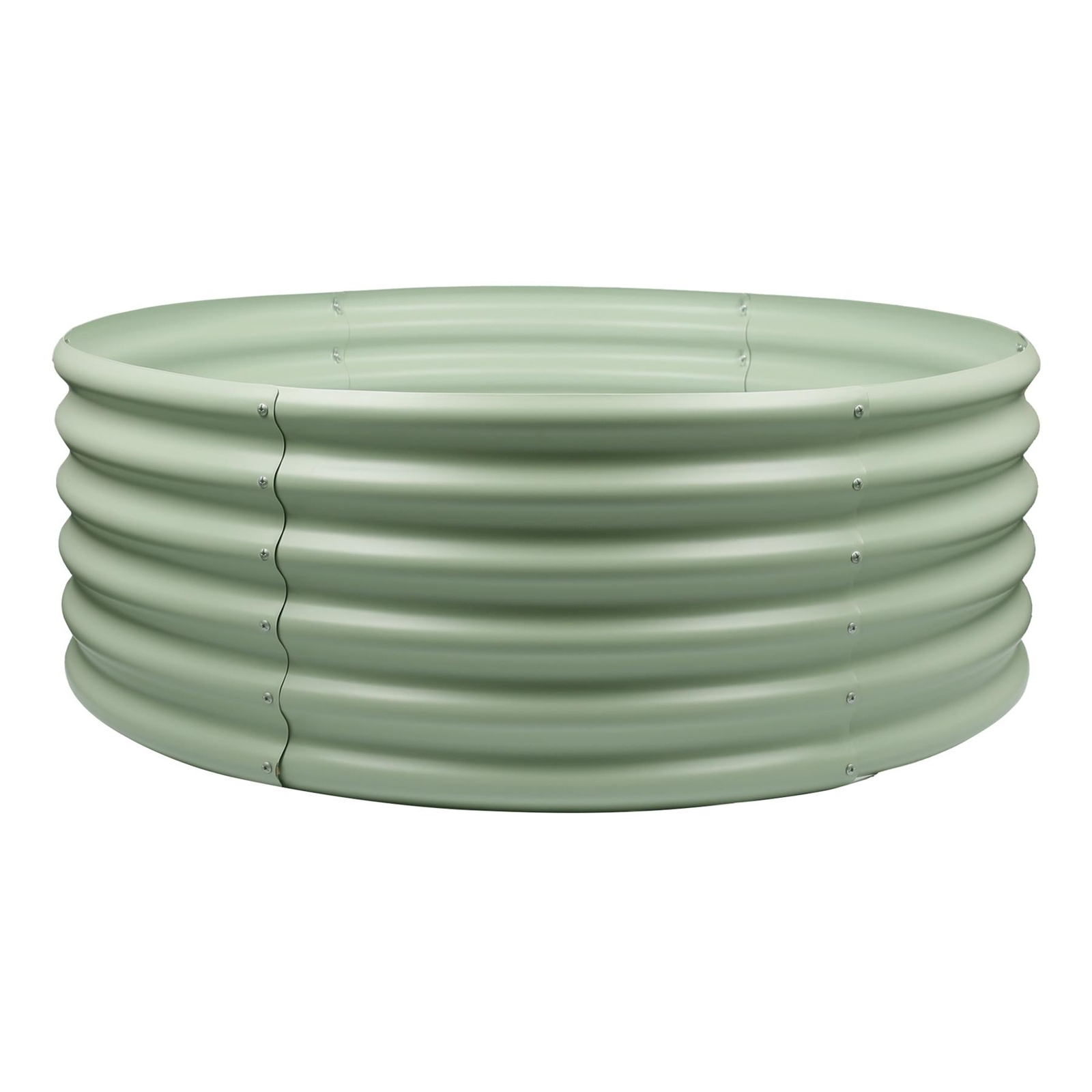1x Round Raised Garden Bed 120cm x 45cm Green Galvanised Steel Planter