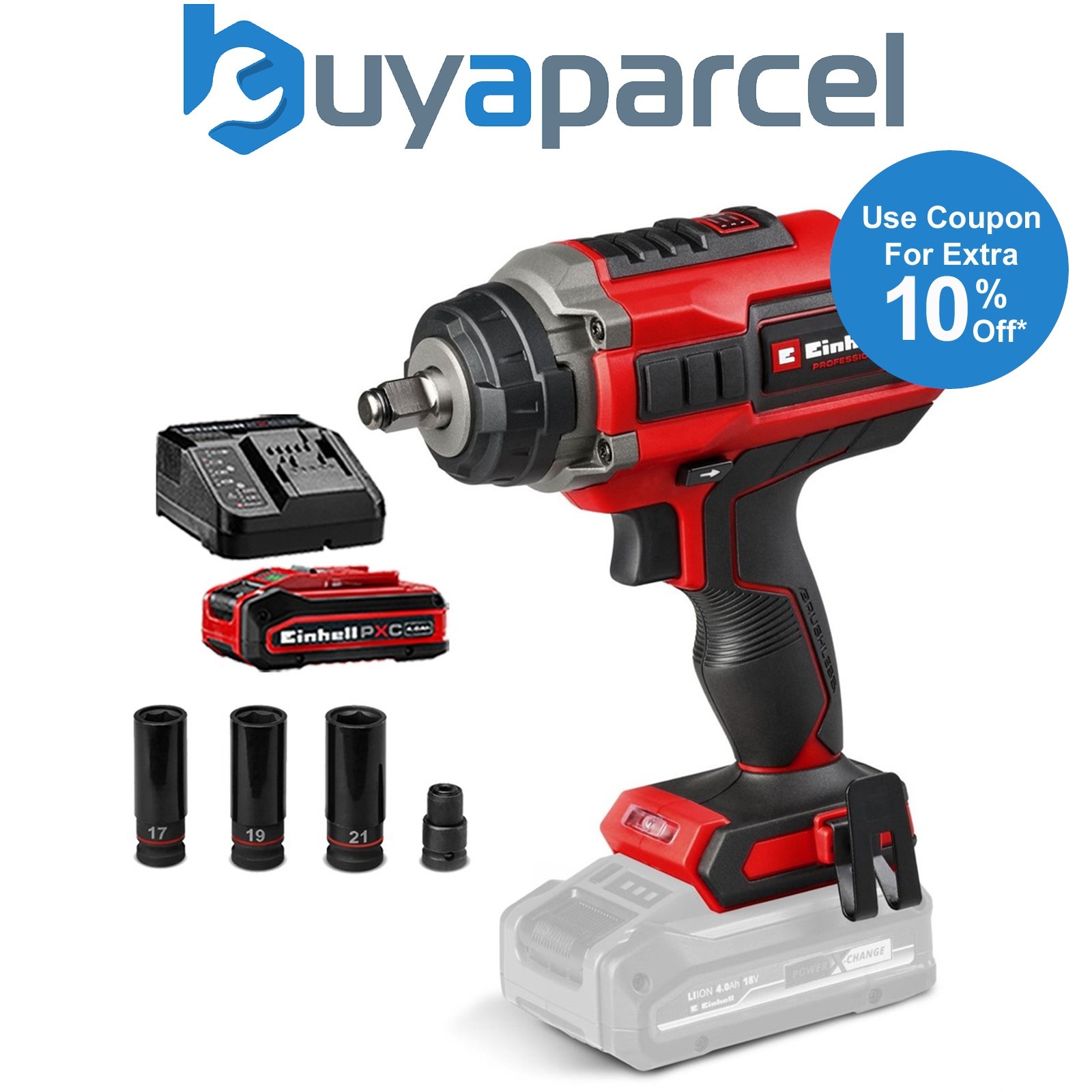 Einhell Professional IMPAXXO 18/400 18v 1/2" Impact Wrench 400Nm + 4AH Kit