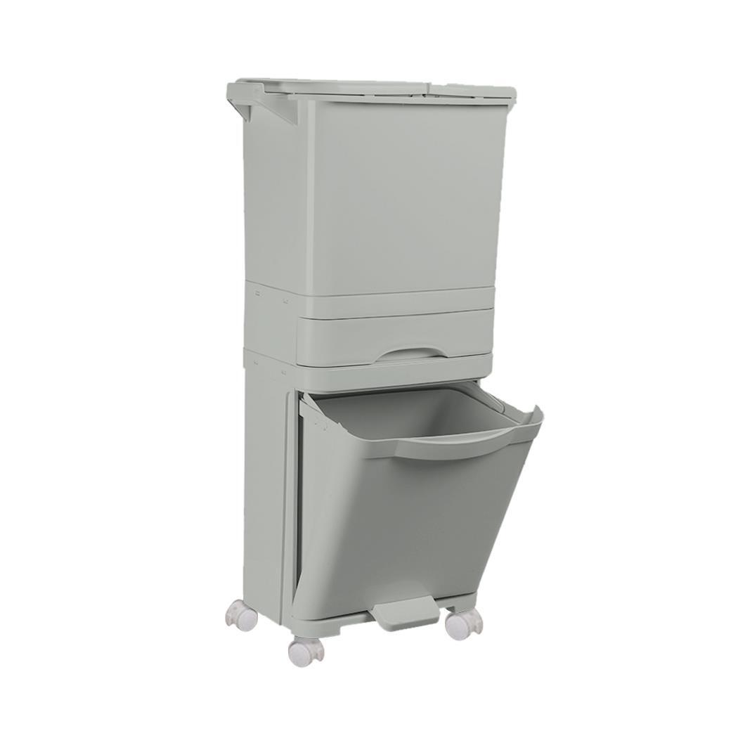 42L PLASTIC TRASH BIN KITCHEN RECYCLING 4 COMPARTMENT RECYCLE WASTE PEDAL GREY