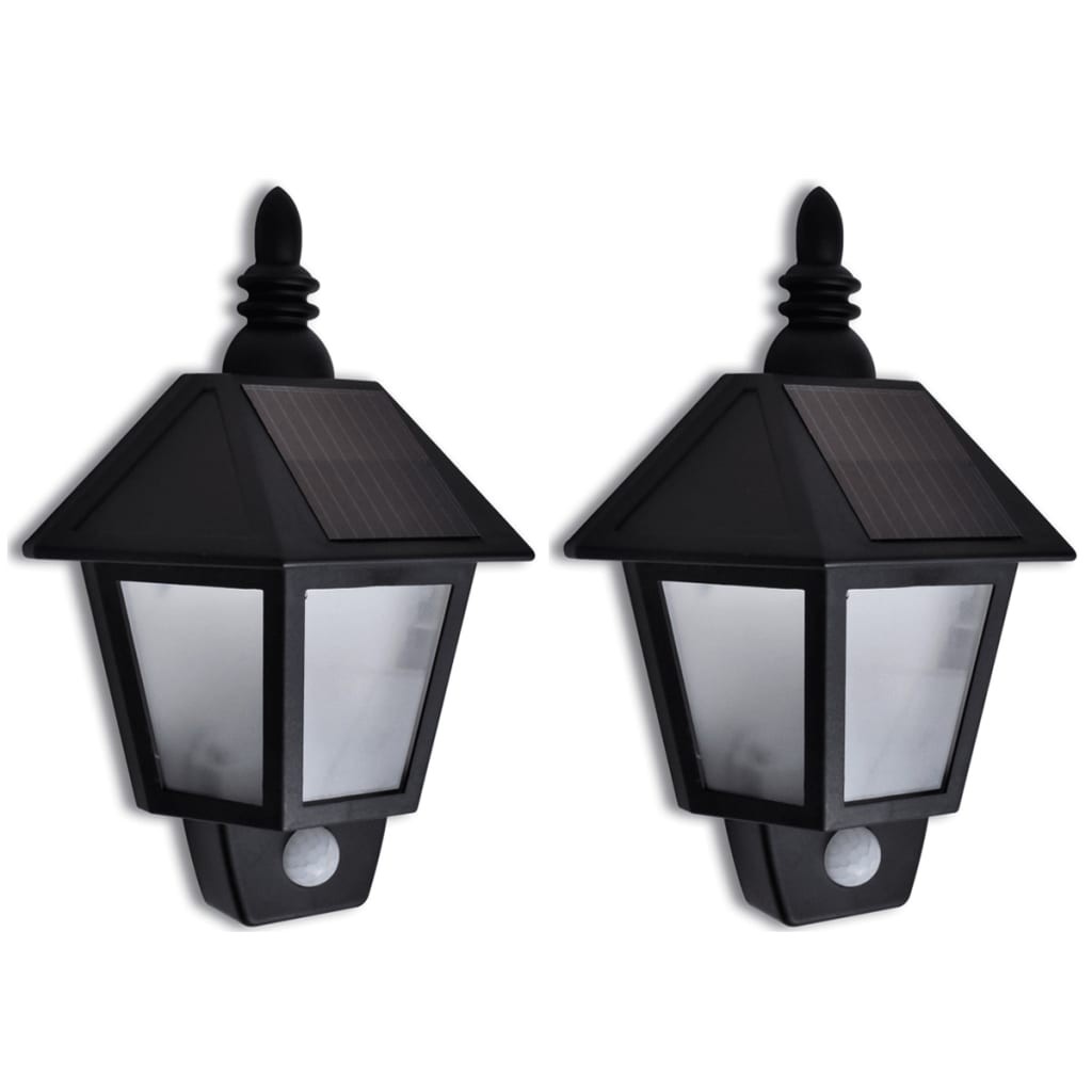 Solar Wall Lamp Outdoor Light Garden with Motion Sensor 2 pcs vidaXL