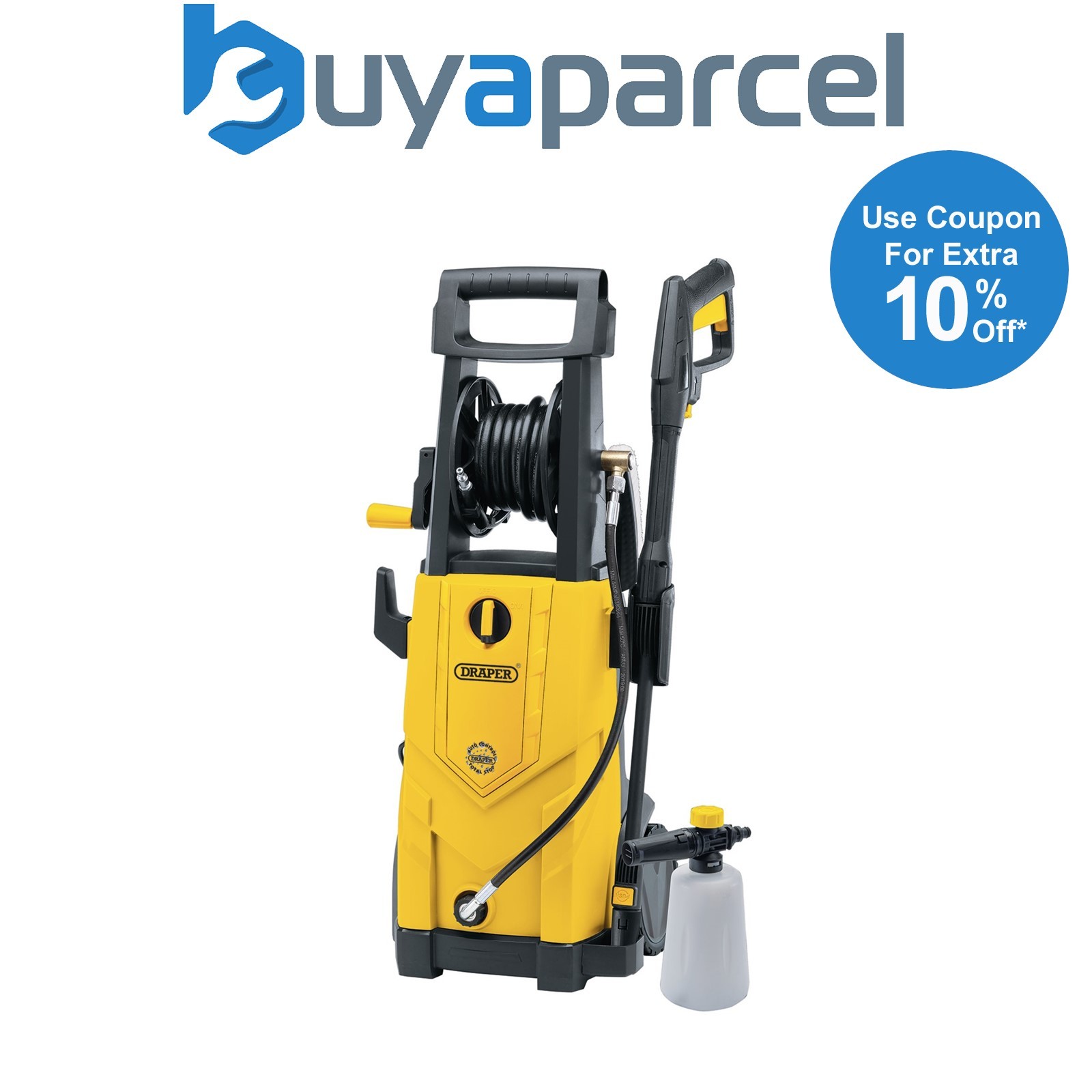 Draper 03096 230V Pressure Washer, 2200W, 165Bar, Yellow