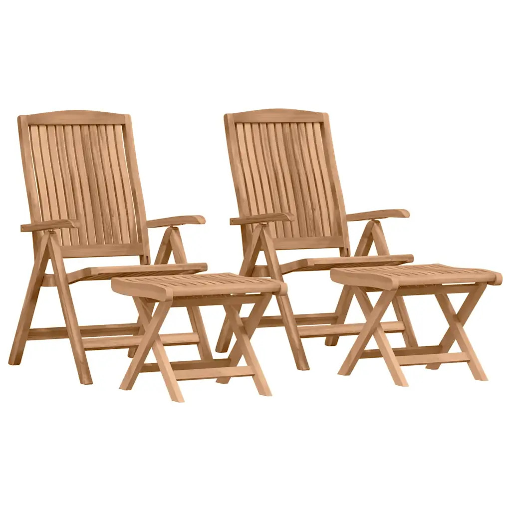 vidaXL Garden Dining Set 4 pcs Brown Solid Teak Wood, Balcony, Modern, Foldable