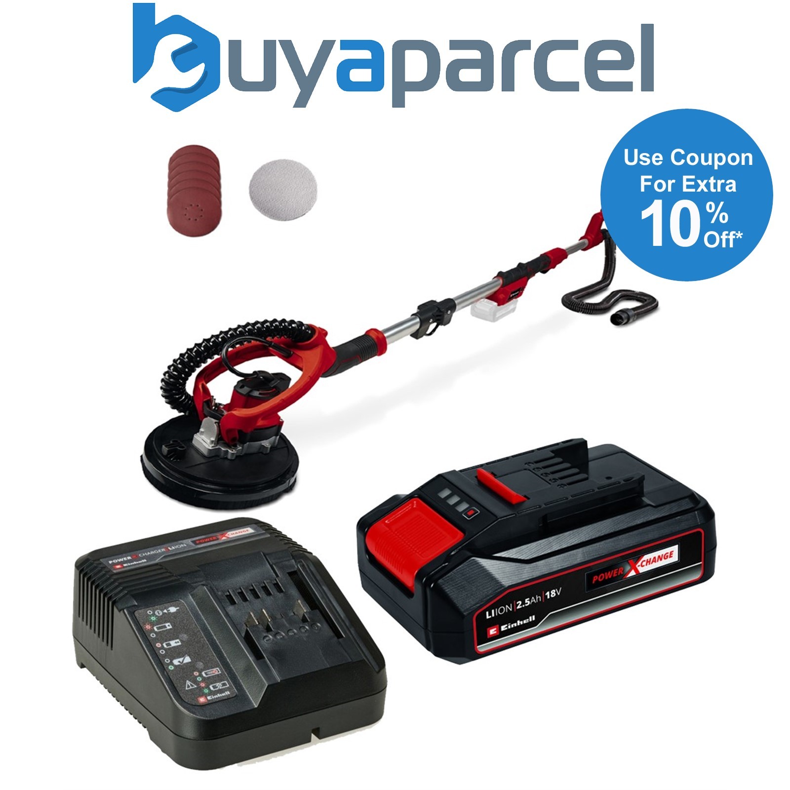 Einhell 18V Power X-Change Cordless Drywall Sander Polisher TP-DW 18/225 + 2.5AH