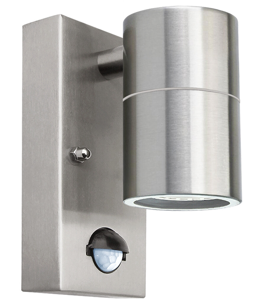 PIR Stainless Single Outdoor Wall Light with With Movement Sensor IP44 ZLC09DSEN