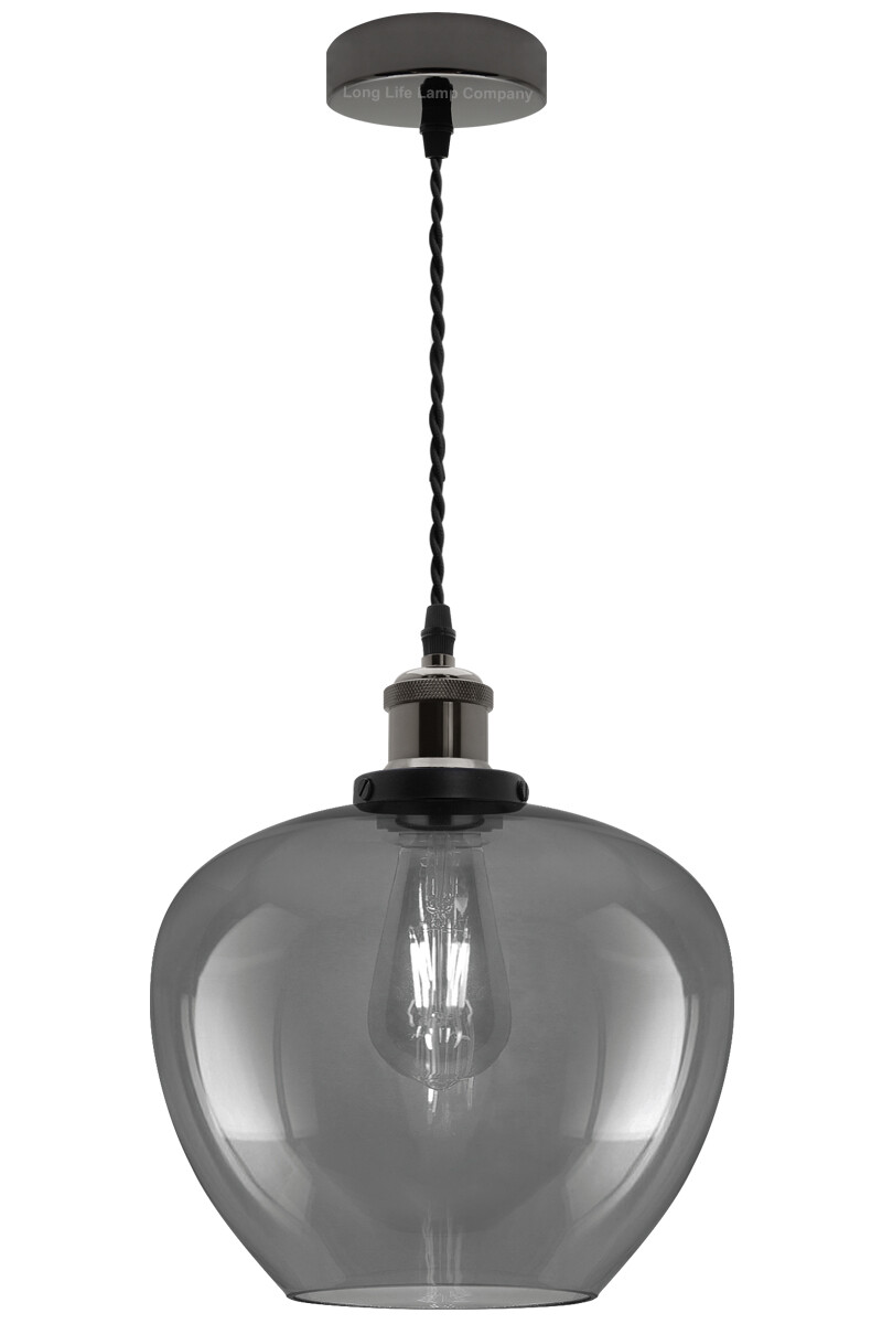 Vintage Smoked Glass Shade Chandelier Pendant Ceiling Home Pub Diner Light M0229