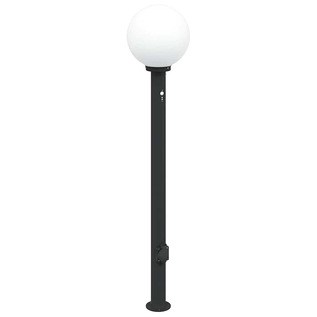 Bollard Light 120 cm Black Stainless Steel Sensor & Outlet IP44 Outdoor vidaXL