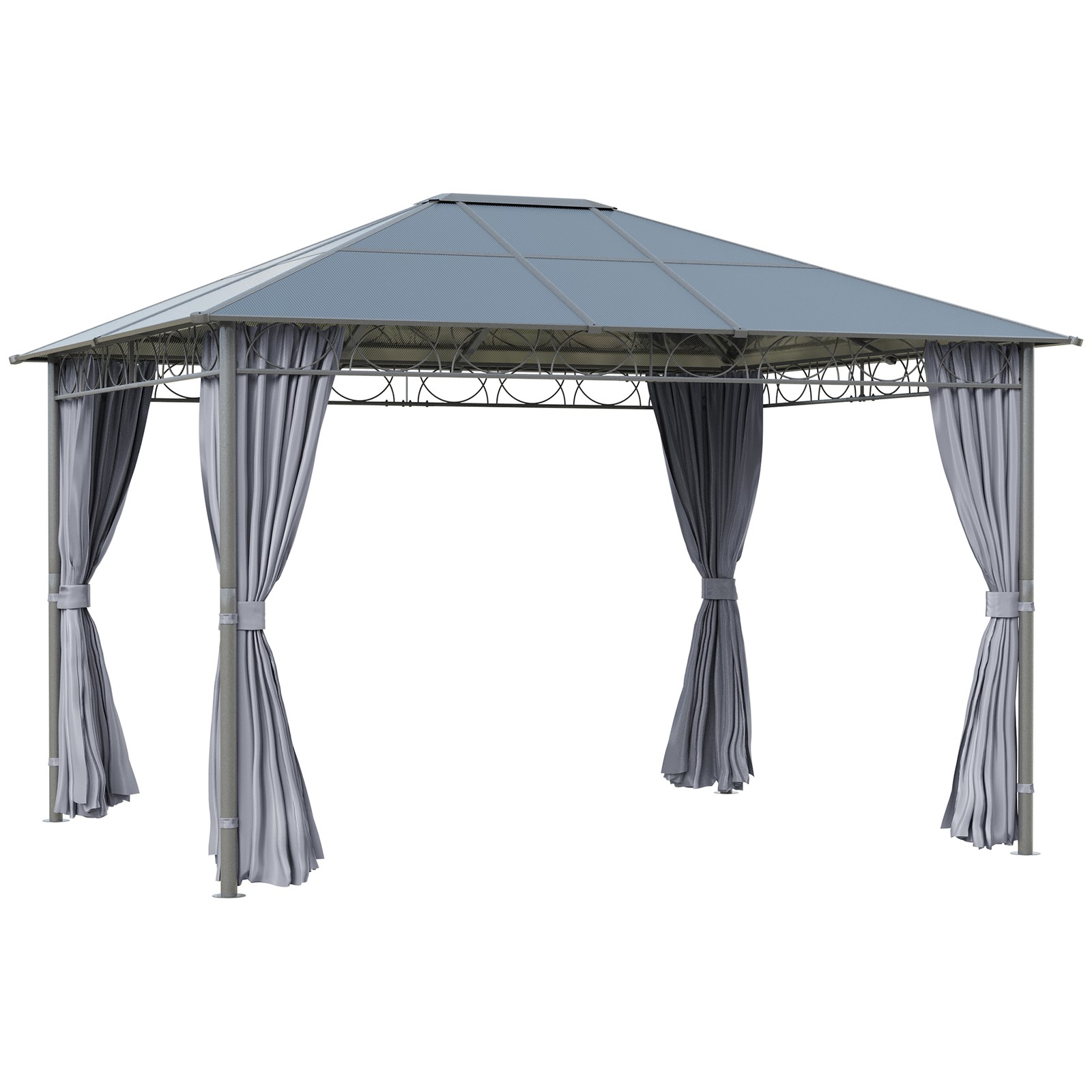Outsunny 3 x 3.6m Hardtop Gazebo for Garden Party w/ Polycarbonate Curtains