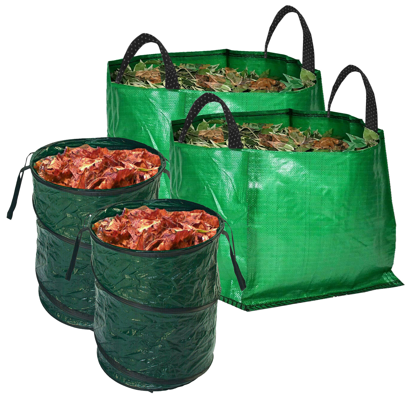 Garden Waste Bag Large Reusable Carry Handles Collapsible Sack 90L x 2 120L x 2