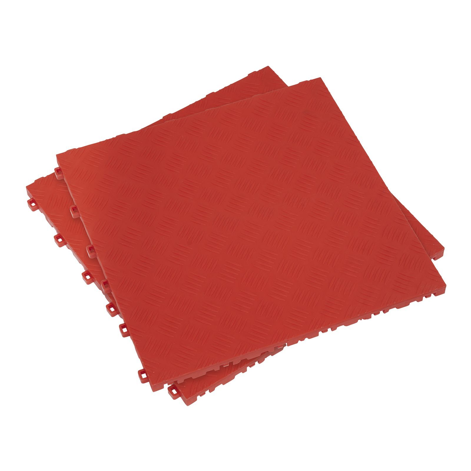 Sealey Pack of 9 Polypropylene Floor Tile 400 x 400mm Red Treadplate - FT3R