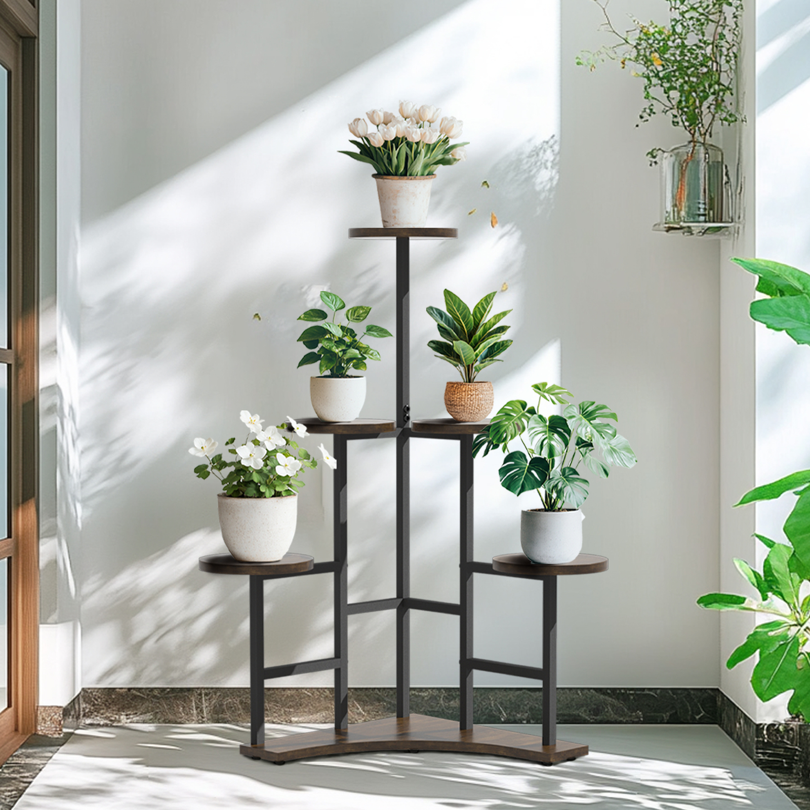 6 Tiered Corner Plant Stand Multiple Bonsai Potted Plant Holder Rack Living Room