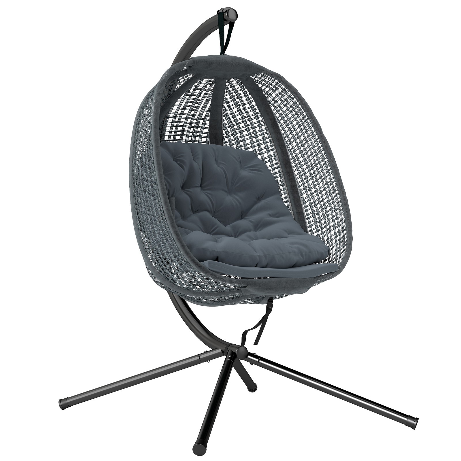 Outsunny Hanging Swing Chair w/ Thick Cushion, Patio Hanging Chair, Dark Grey