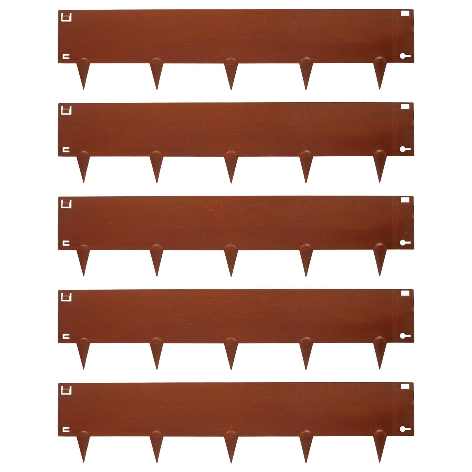 5pc Rust Steel Lawn Edging Set 5m x 16cm Flexible Garden Grass Path Border