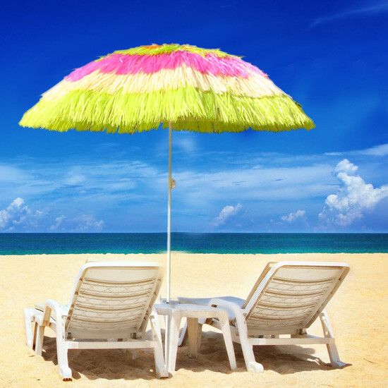 Patio Garden Beach Hawaiian Parasol Sunshade Sun Umbrella Tilting Multi-Colour