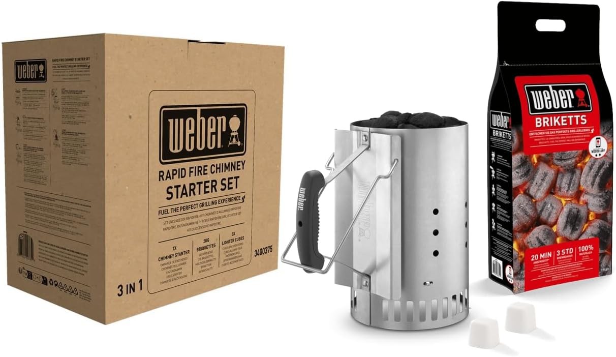 Weber Rapidfire? Barbecue Chimney Starter Set | Aluminium BBQ Fire Starter Set