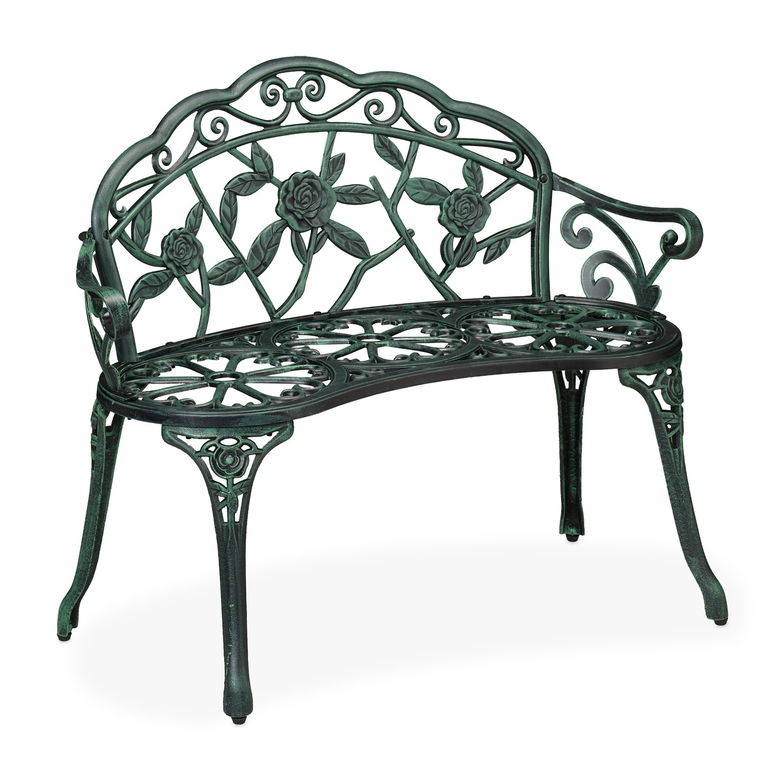 Garden Bench Seat Balcony Patio Outdoor Furniture Antique Rose Design Metal