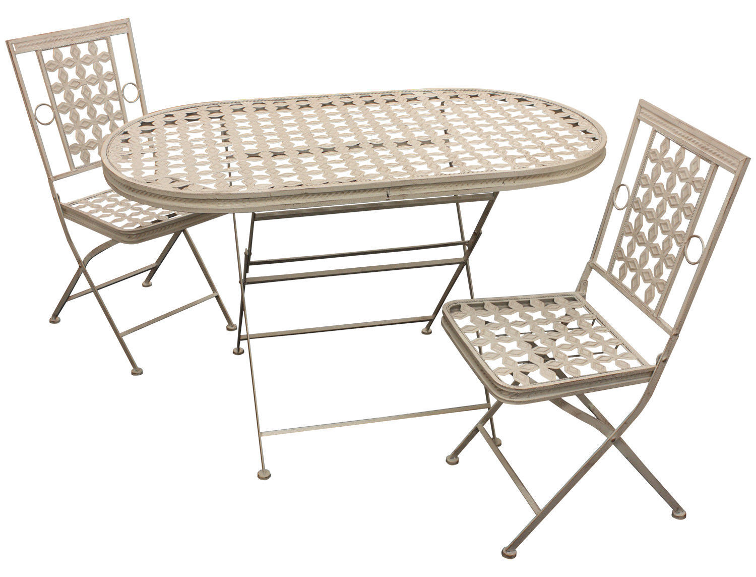 Woodside Folding Metal Outdoor Garden Patio Dining Table And 2 Chairs Set