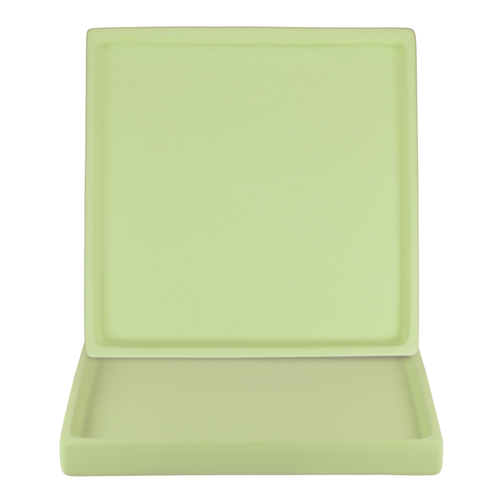 2-Pack Ceramic Plant Saucer, 7.1 Inch Saucer Drip [Square Matcha Green]