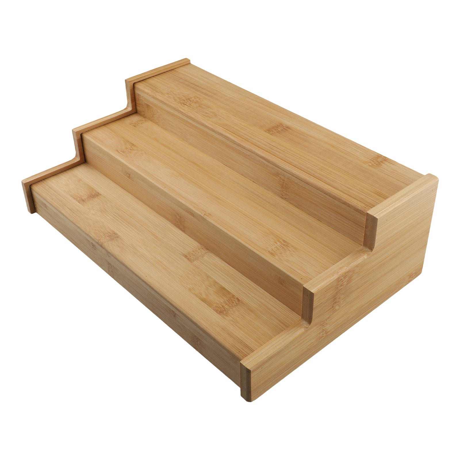 3-Tier Non-Expandable Bamboo Spice Rack Step Shelf Cabinet Organizer J5U83337