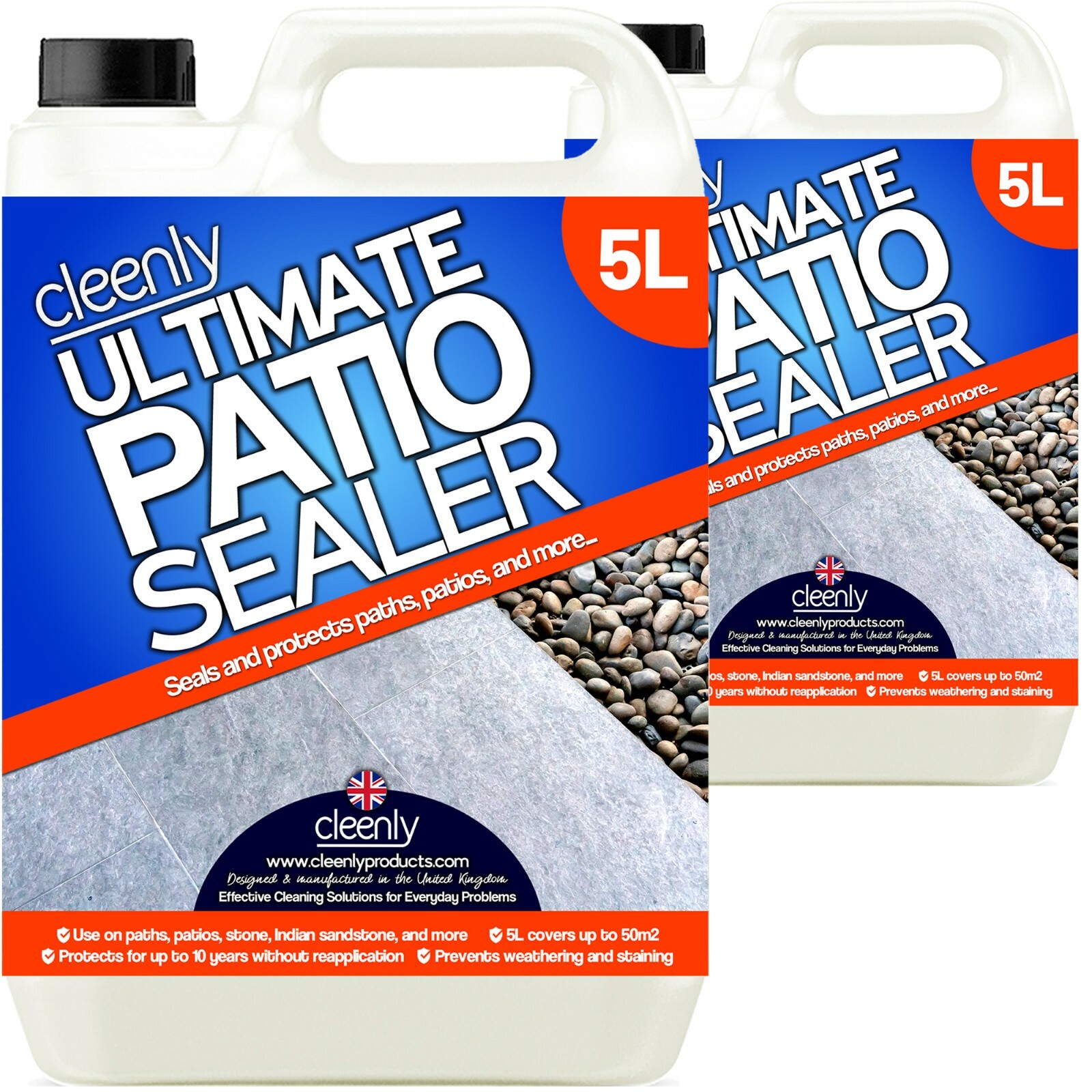 Cleenly Patio Sealer Drive Way Paths Indian Stone Concrete Slabs Cobbles 10L