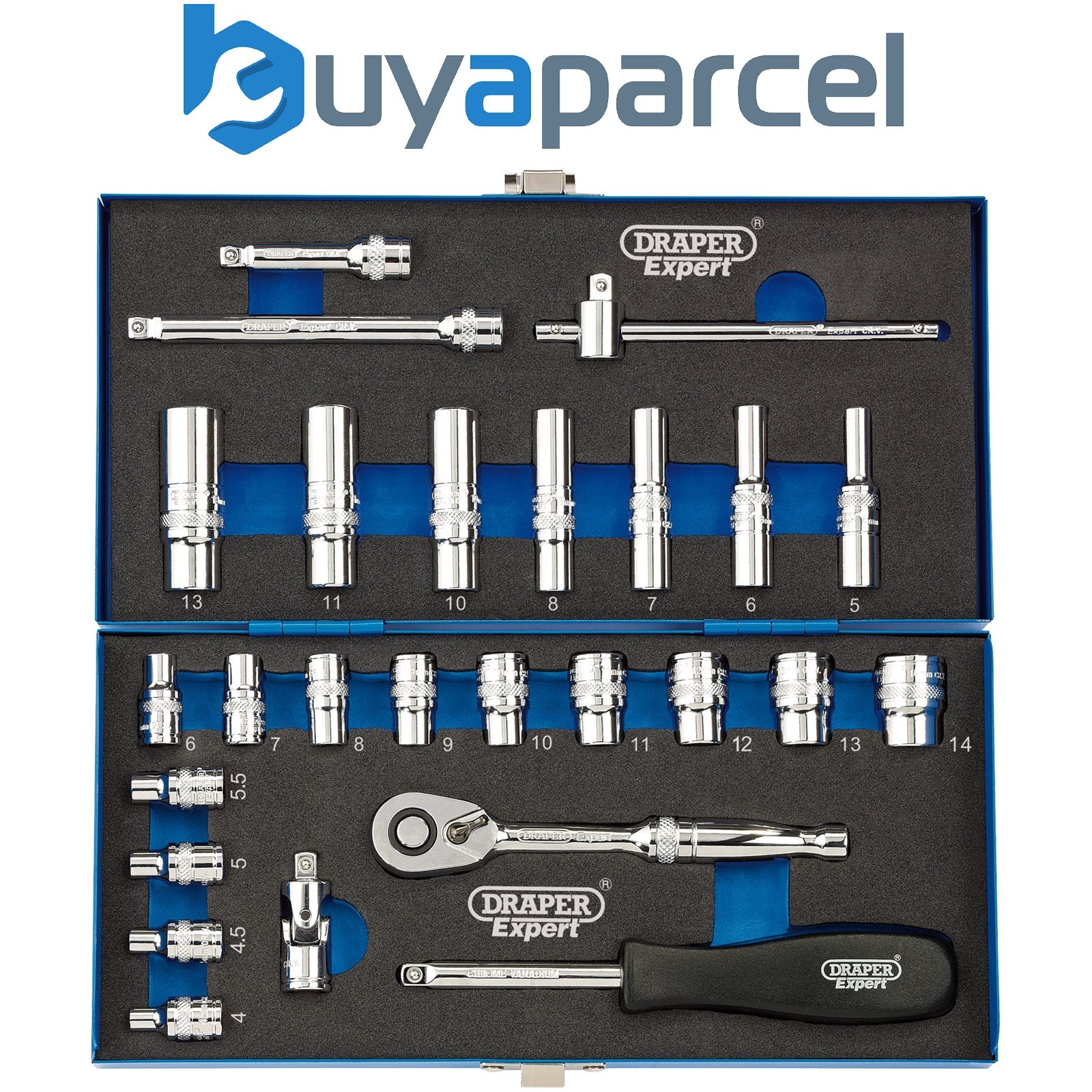 Draper 16476 Draper Expert Metric Socket Set, 1/4" Sq. Dr. (26 Piece)