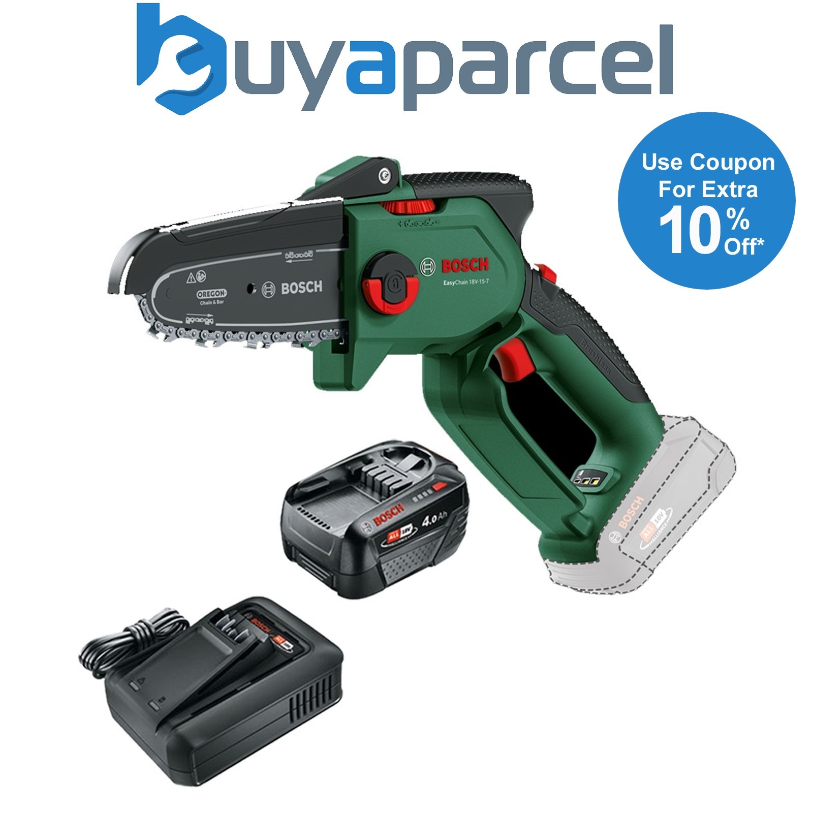 Bosch 06008B8901 Cordless 18v Chainsaw EasyChain 18V-15-7 + 4AH Battery Kit