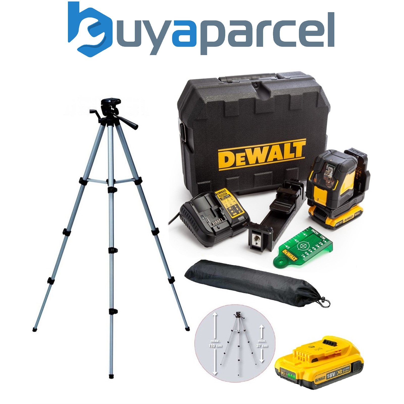 Dewalt DCLE34021D2 XR Compact Cross Line Green Laser 18V 2x2.0Ah Li-ion + Tripod