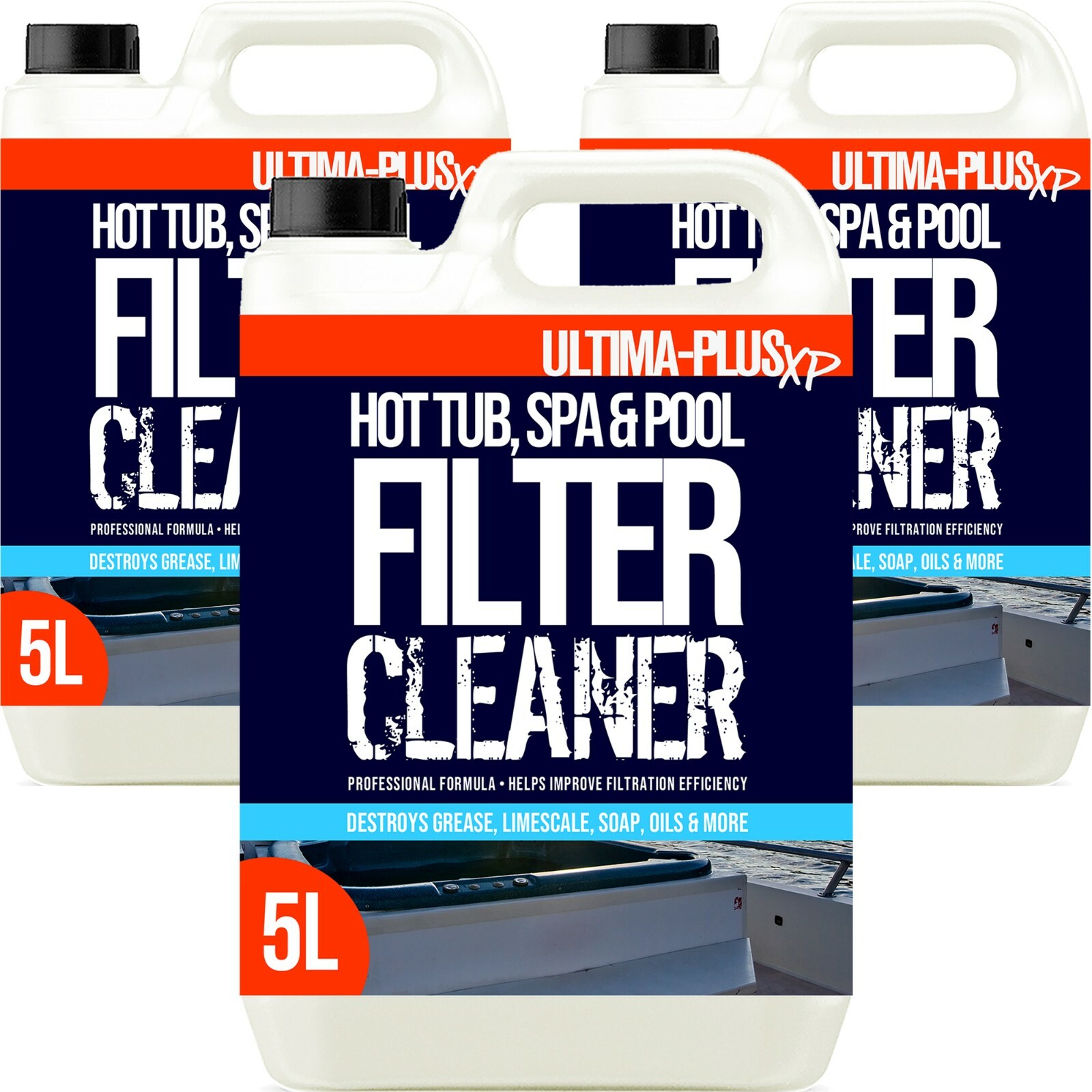 Ultima Hot Tub Filter Cleaner Chemical Hot Tub Spa Pool Oil Grease Remover 15L