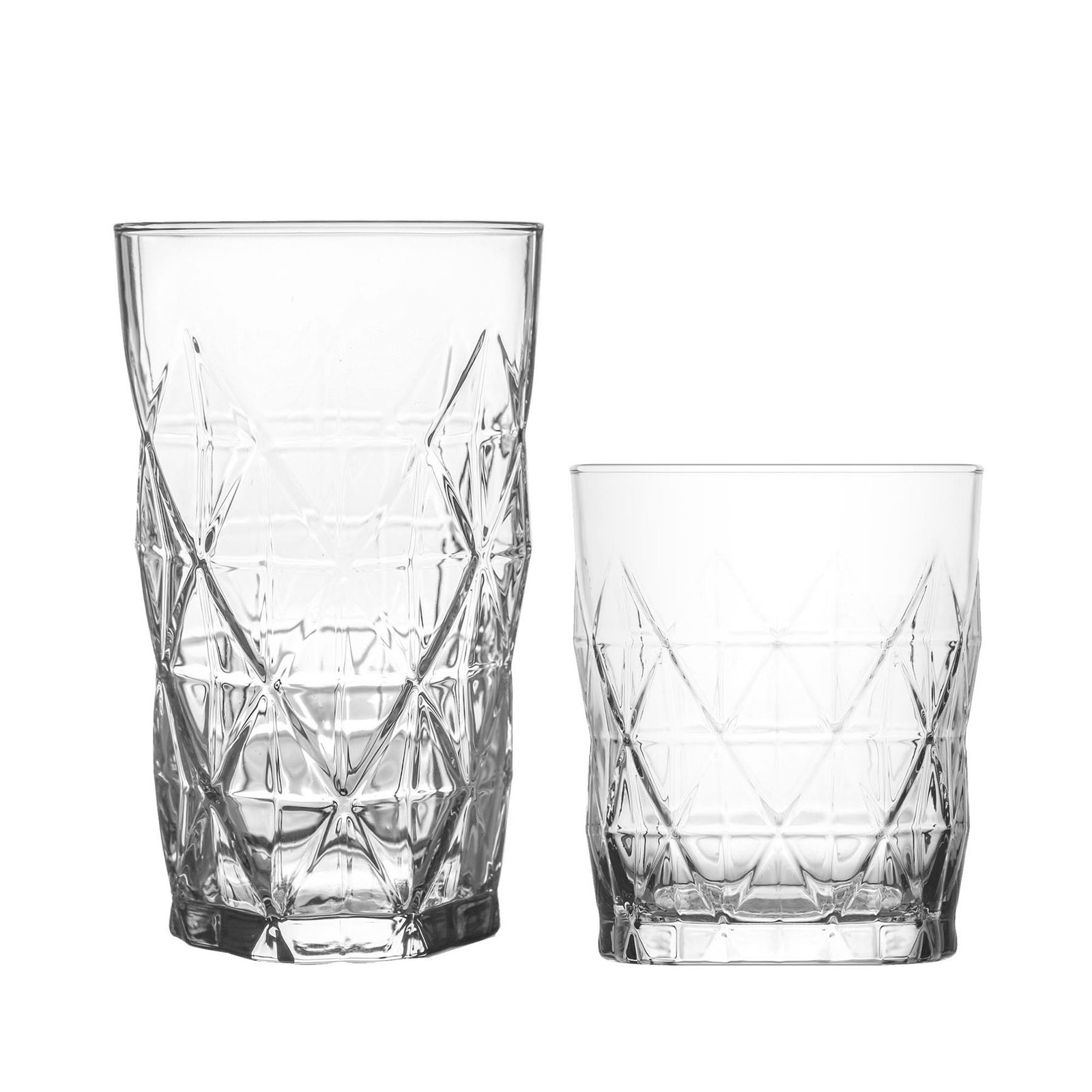 LAV 12 Piece Keops Glassware Set Highball Whisky Water Tumbler Glasses Clear