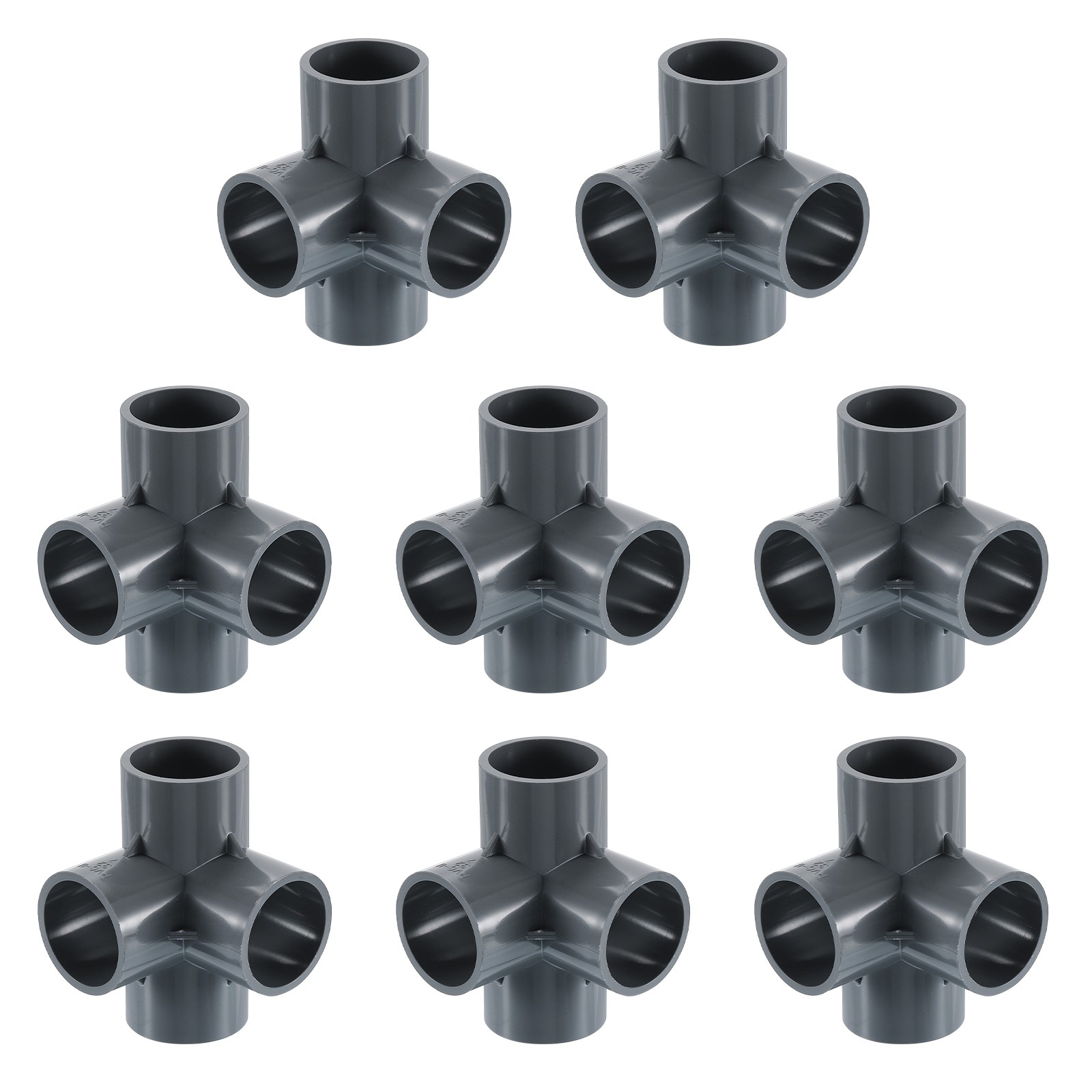 1" PVC Fittings, 8 Pcs 4 - Way Elbow Connector Elbow PVC Corner Fitting, Grey