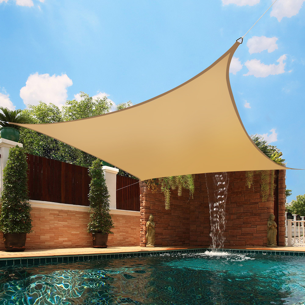 3m Sun Shade Sail Garden Patio Awning Canopy 98% UV Block Square Sand New