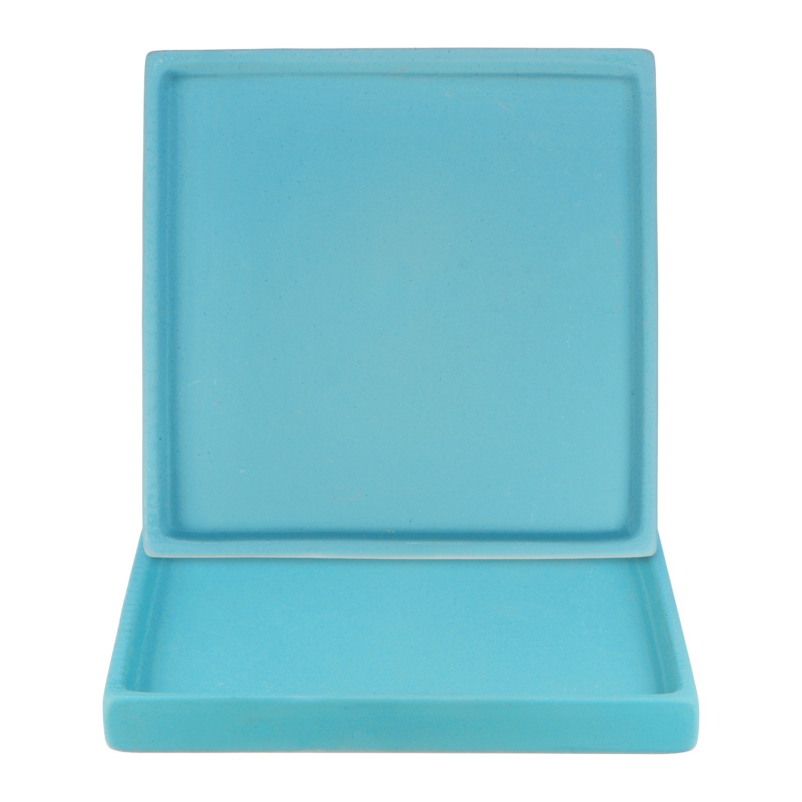 2-Pack Ceramic Plant Saucer, 7.1 Inch Saucer Drip [Square Lake Blue]