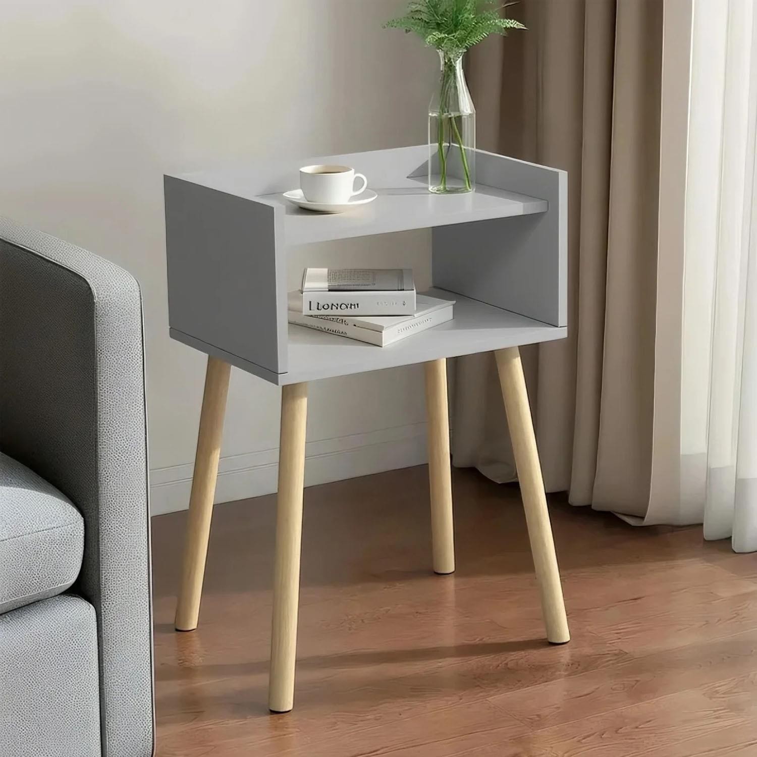 Wooden Bedside Table Bedroom Furniture Storage Nightstand Side Tables Grey