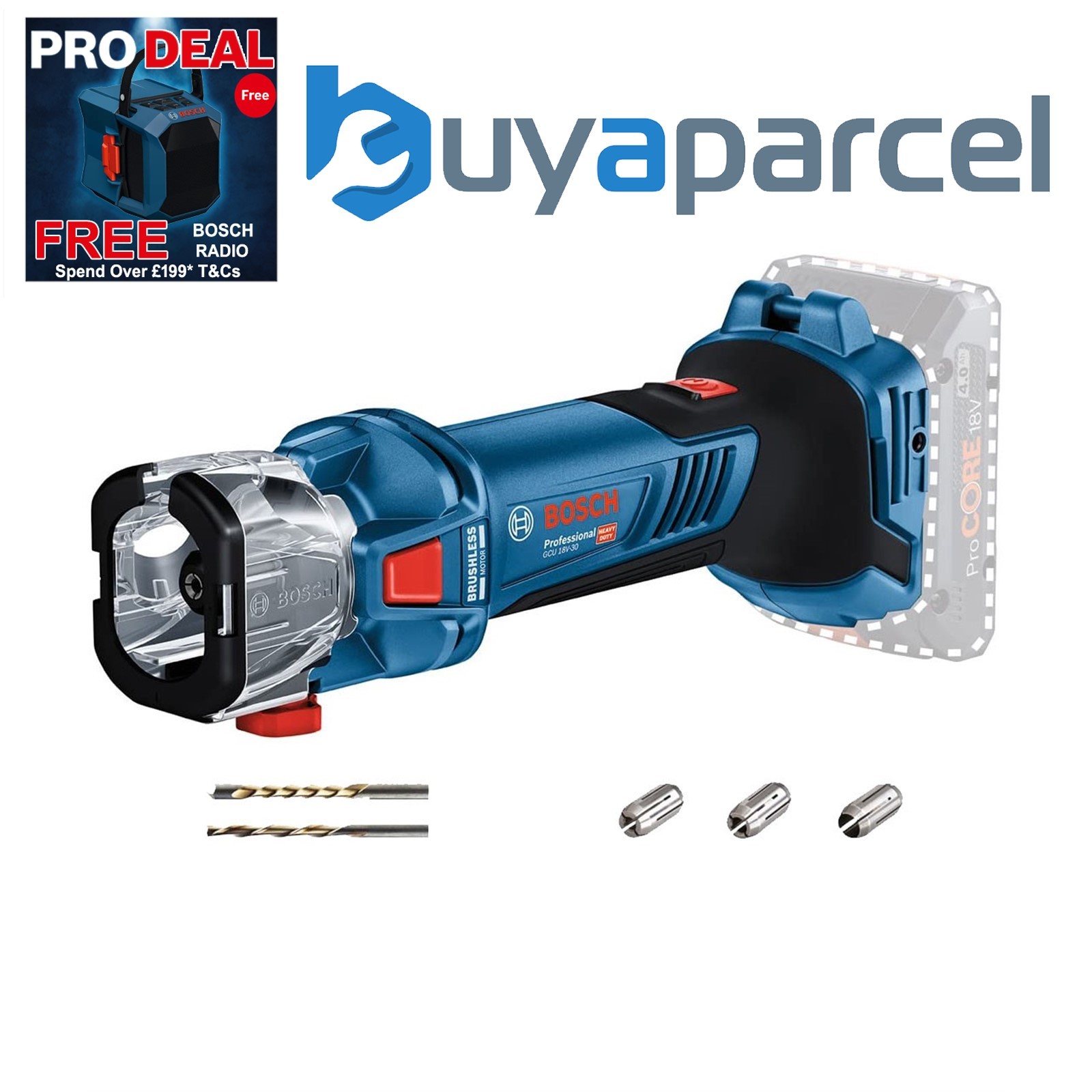 Bosch GCU 18V-30 18V Cordless Drywall Cutout Tool GCU18V-30 Bare Tool + 1/8" Bit