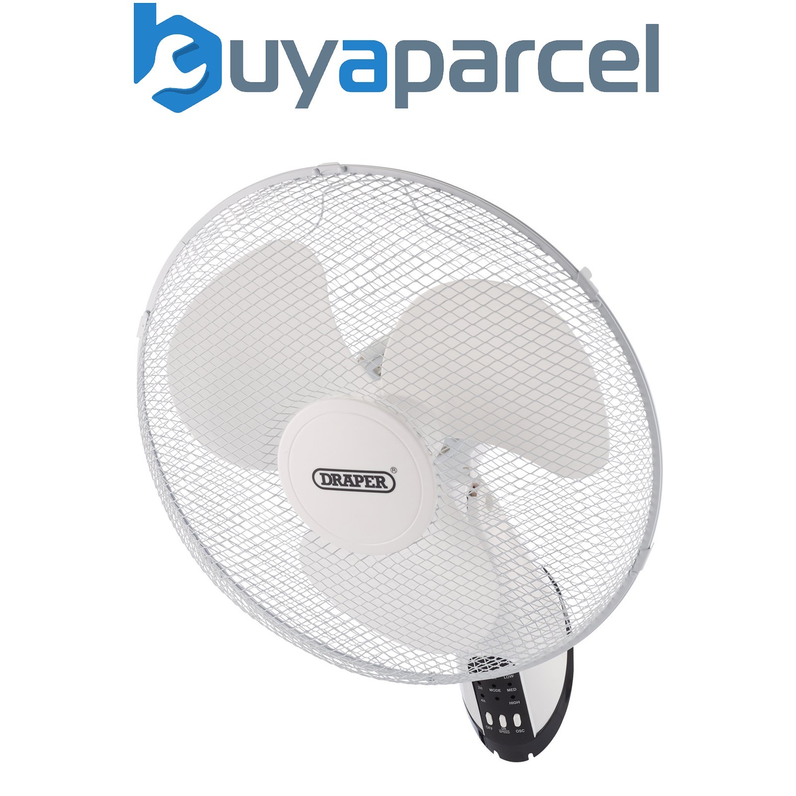 Draper 70975 230V Oscillating Wall Mounted Fan with Remote Control, 16"/400mm, 3