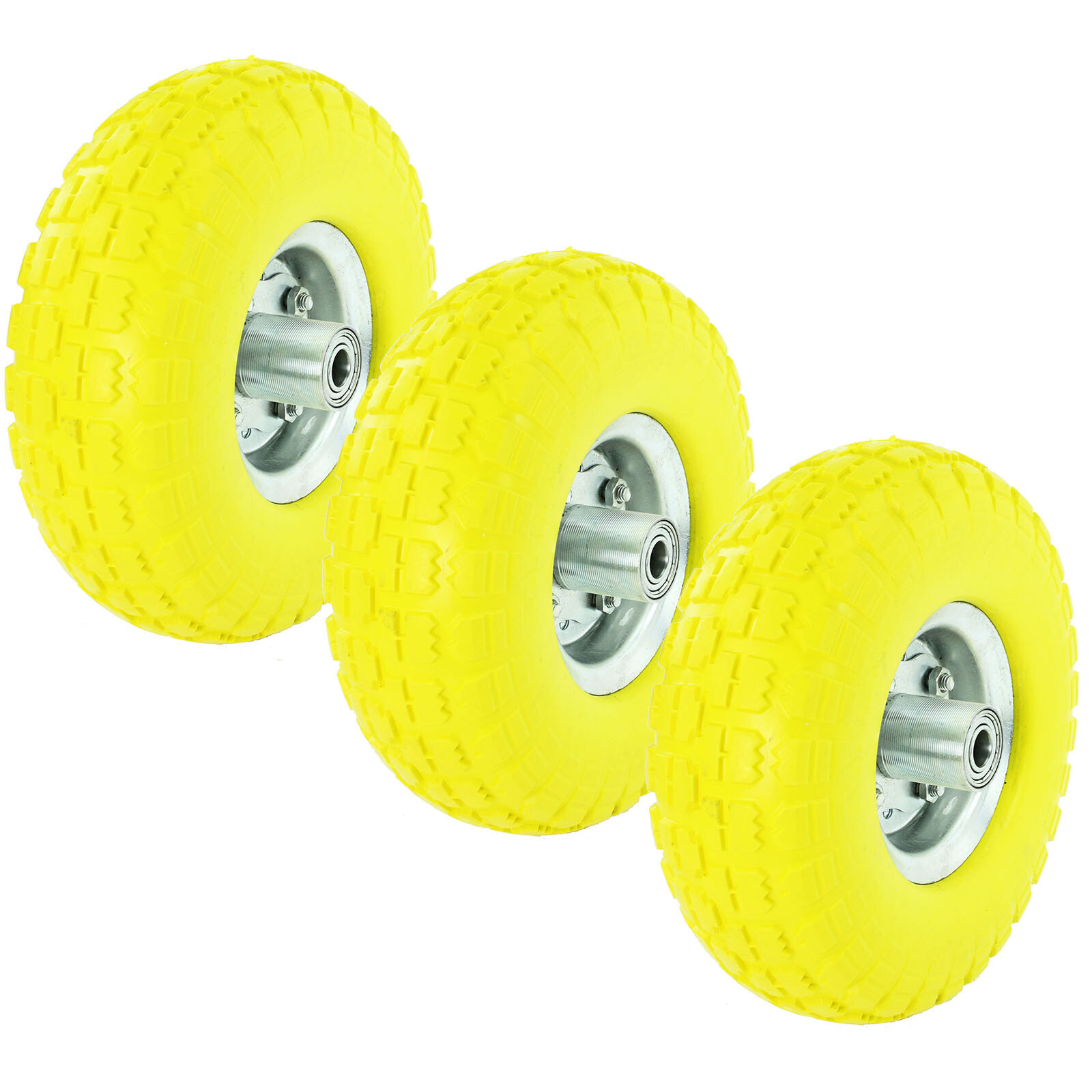 10" Solid Wheelbarrow Wheel Puncture Proof 4.10/3.50-4 Pneumatic Barrow Tyre x 3