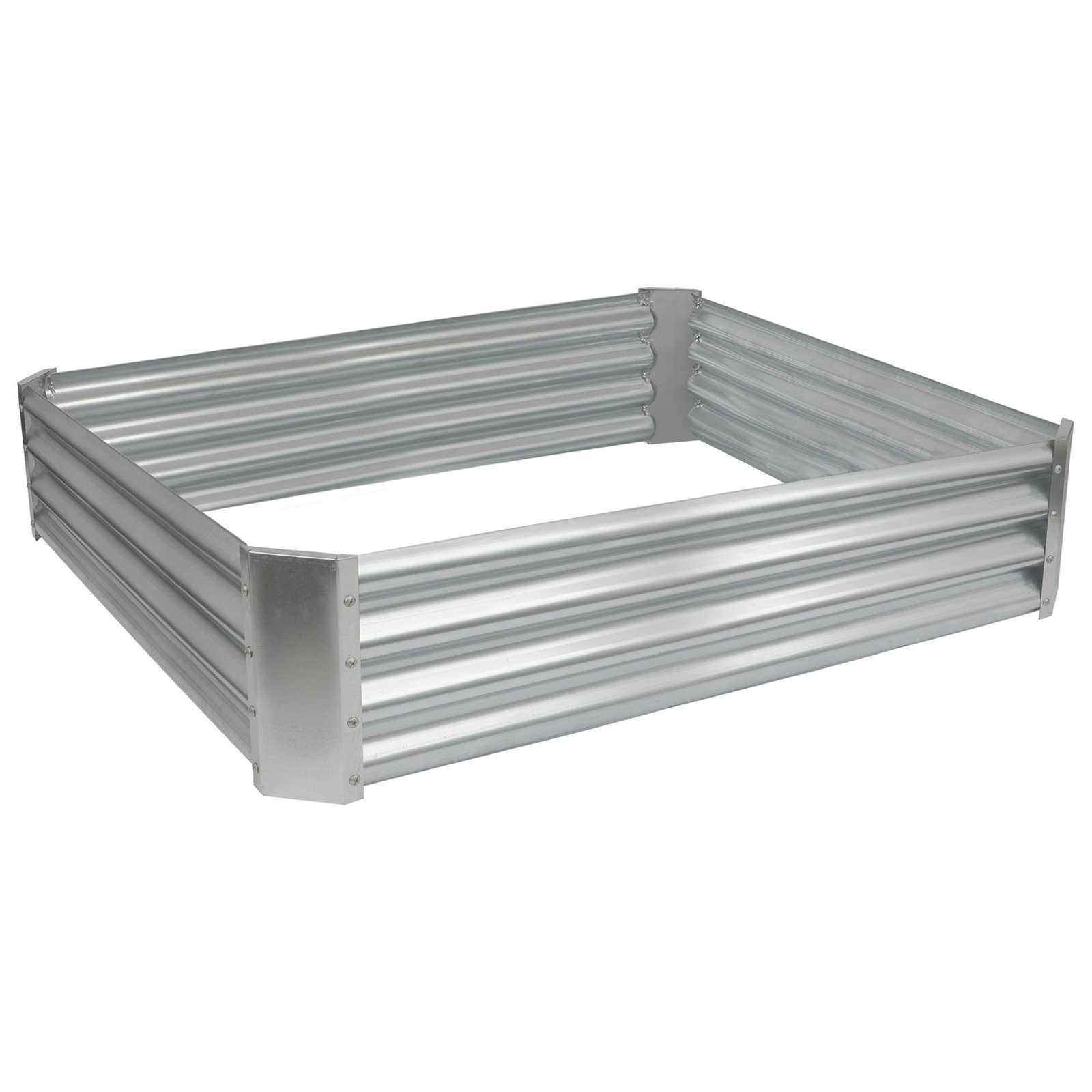 1x Silver 120cm x 120cm Square Galvanised Steel Raised Garden Bed Planter Box