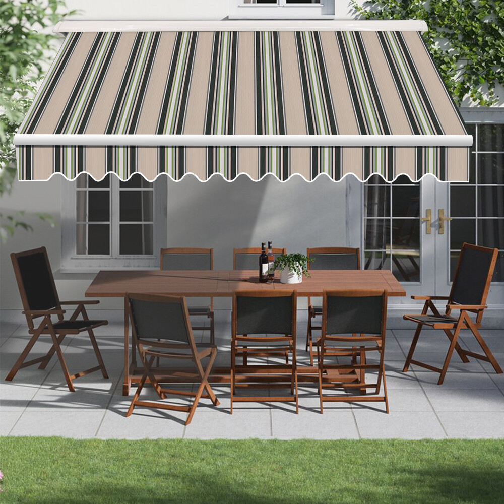 Garden Retractable Awning Half Cassette Electric Canopy 3.5x2.5M Multi-Stripe