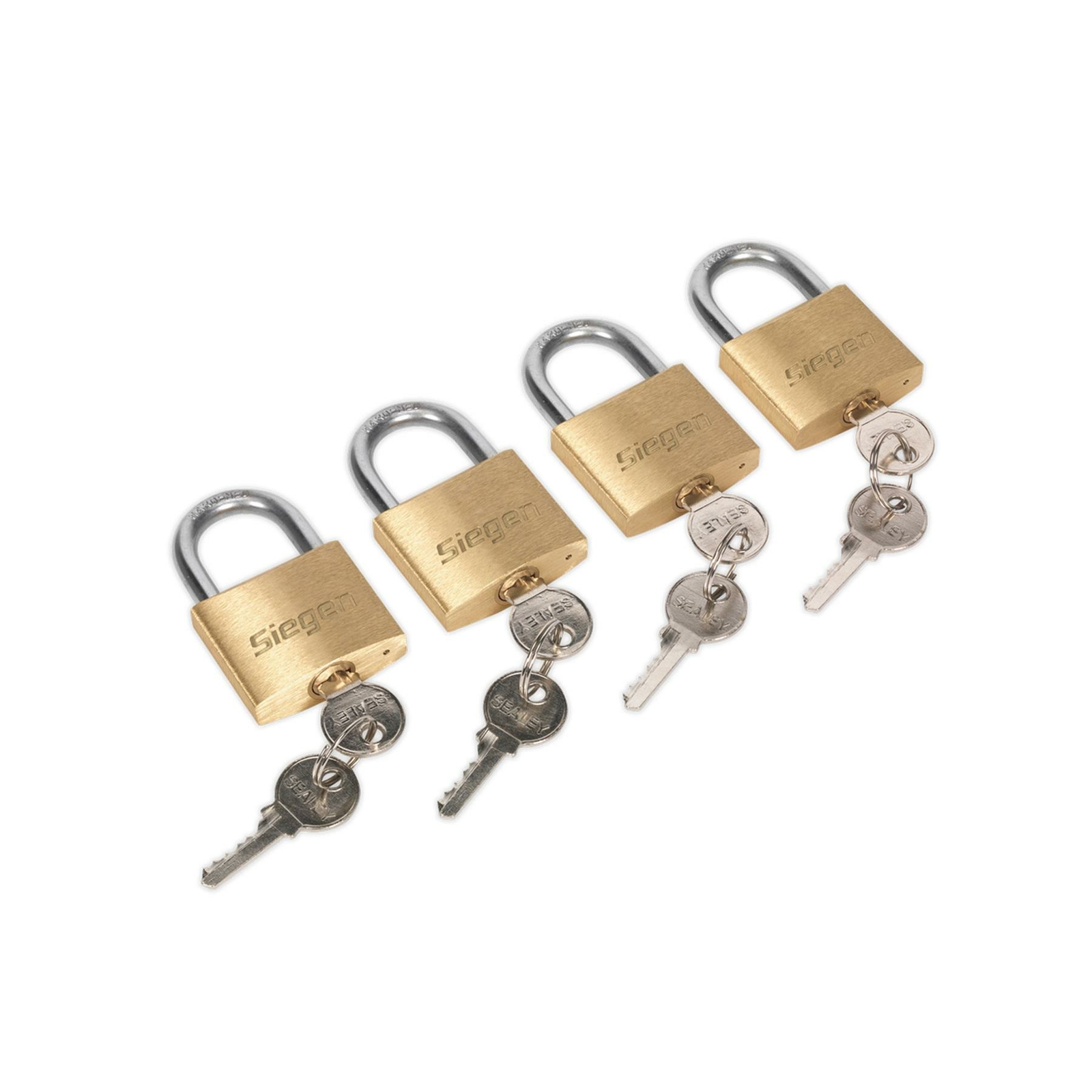 Sealey Brass Body Padlock Brass Cylinder 40mm Key Alike Pack of 4
