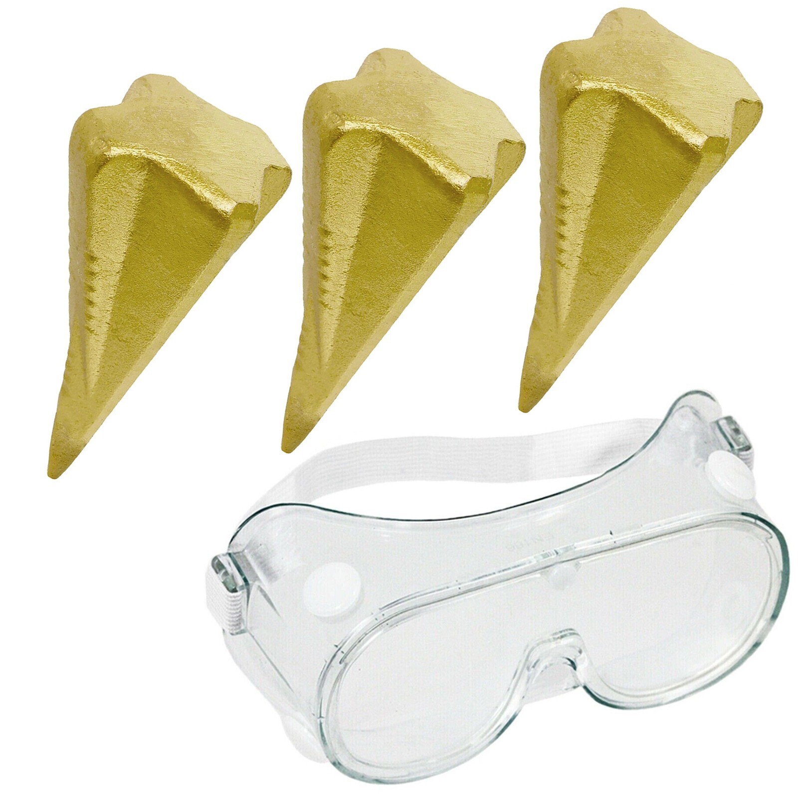 Log Splitter Wood Splitting Axe Wedge Maul Grenade Iron Spike Bomb x 3 + Goggles