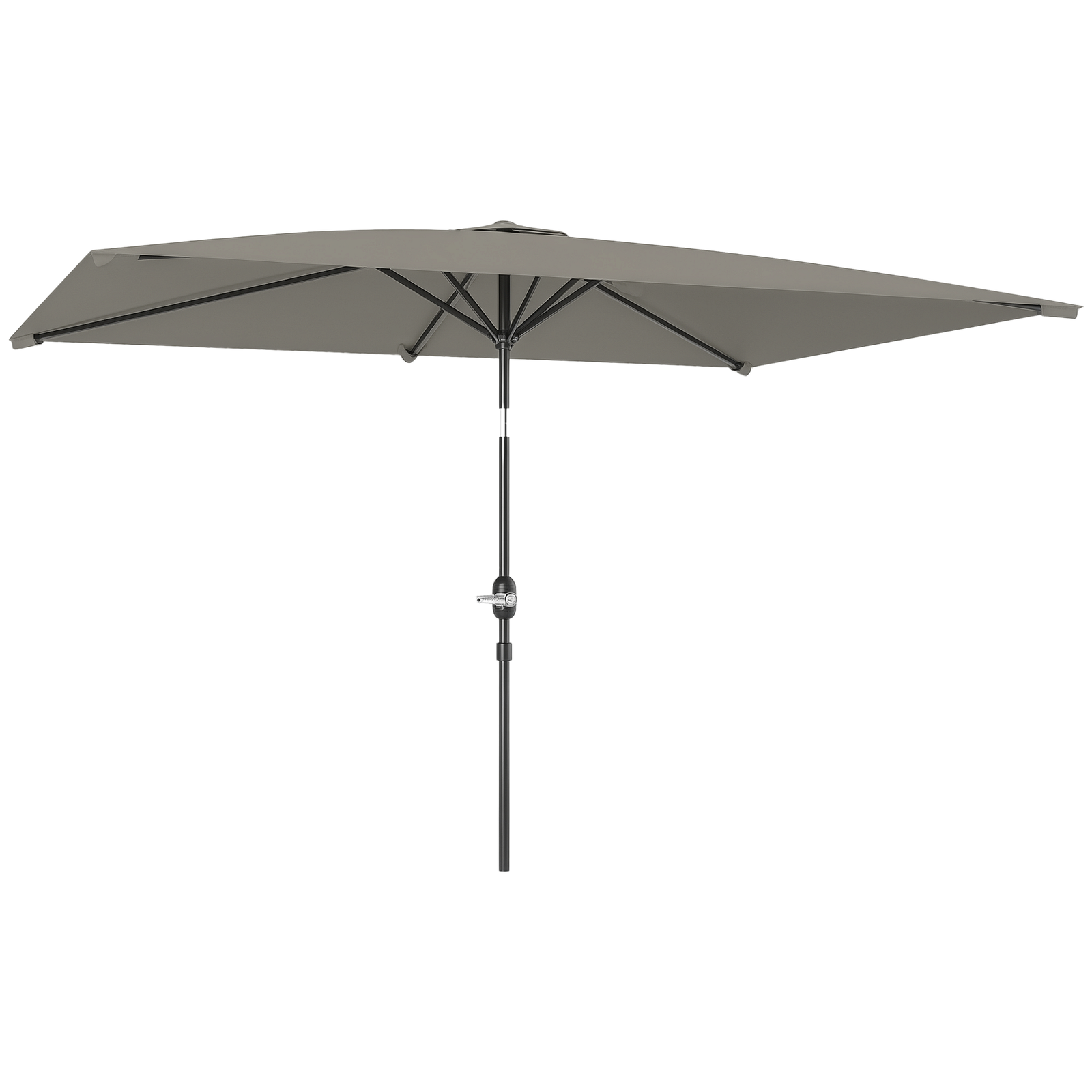 Outsunny 3x2m Garden Parasol Canopy Tilt Crank 6 Ribs Sun Shade Light Grey