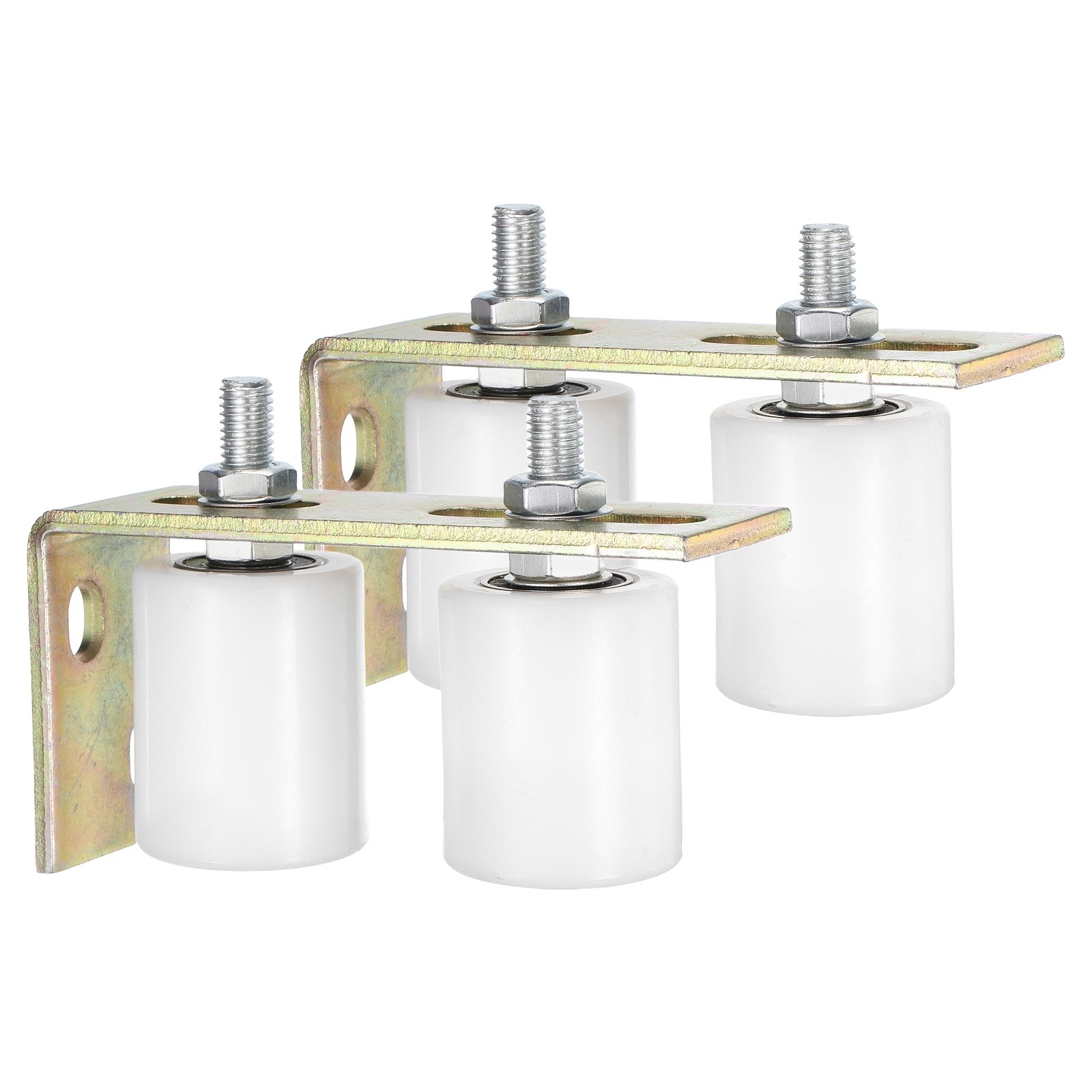 2Set Slide Gate Guide Roller, 2"x2-3/8" Nylon Gate Support & Bracket, White