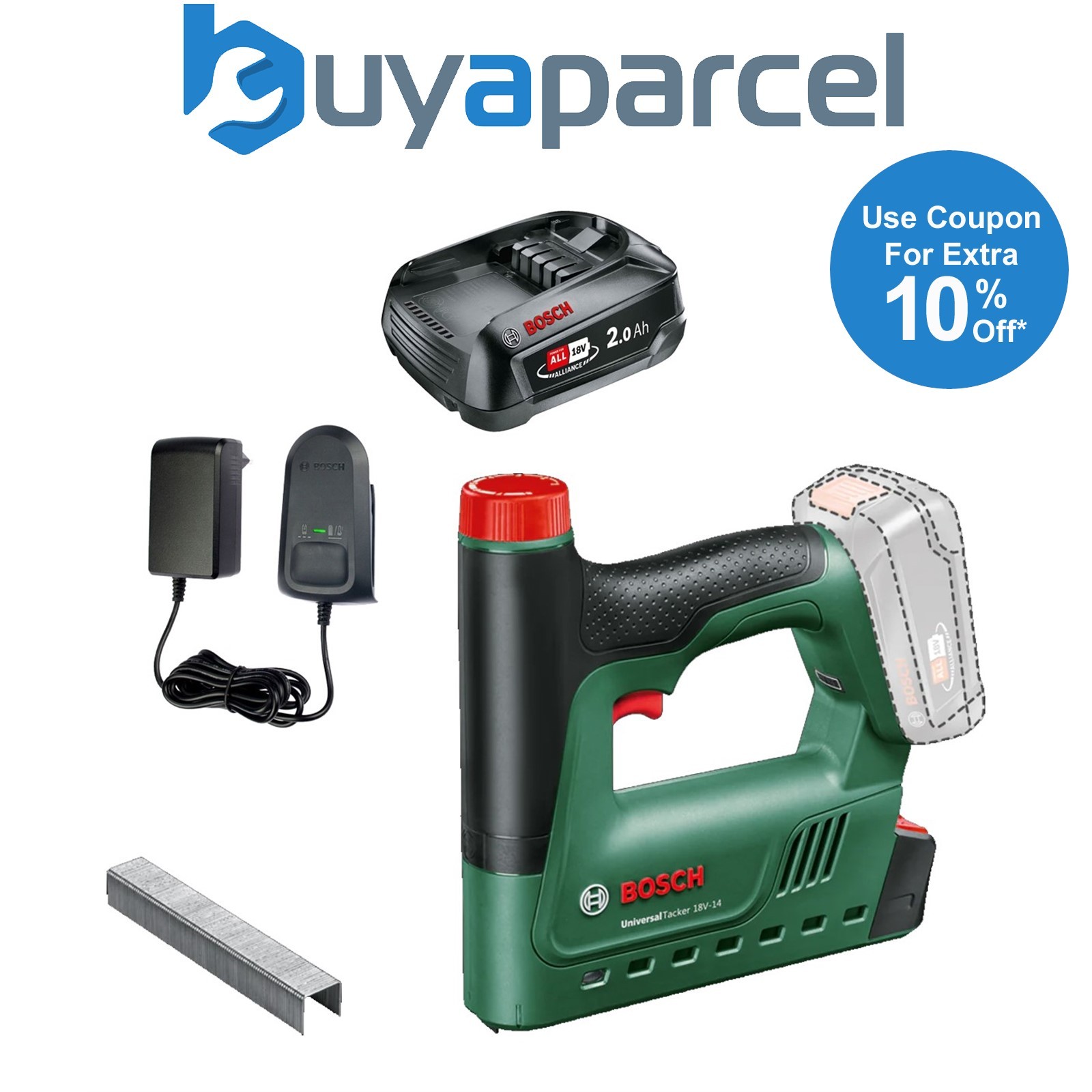 Bosch UniversalTacker 18v 18V-14 Cordless Tacker Stapler Nailer 1x 2.0Ah Battery