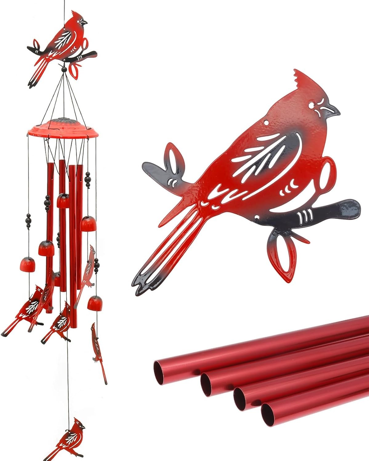 Bird Wind Chimes for Outside 35" Outdoor Garden Windchimes with 4 Aluminum Tube
