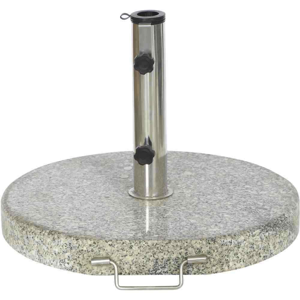 Granite Stand 30 KG Round with Handle and Wheels Garden Umbrella Holder Stone