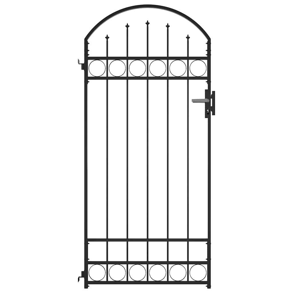 Fence Gate with Arched Top Steel 89x200cm Black Garden Entrance Door vidaXL
