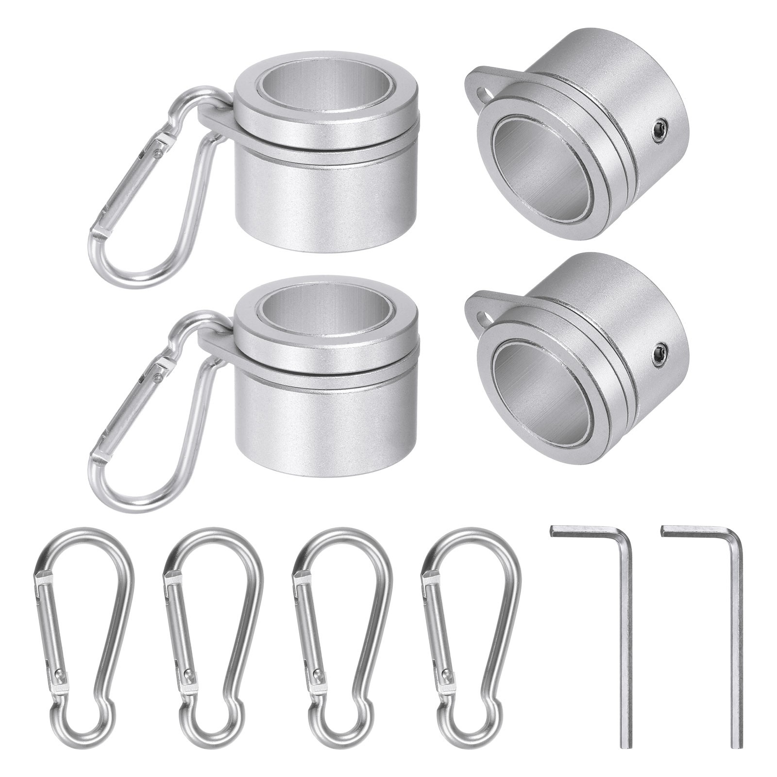 4pcs Aluminum Alloy Flag Pole Rings Rotating Mounting Rings With Clip Silver