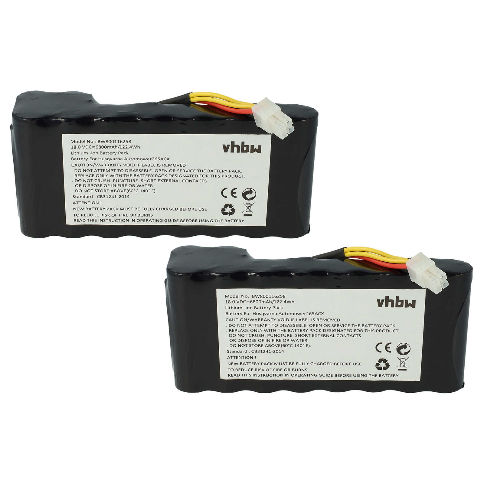 2x Battery for Husqvarna 593 11 41-05 6800mAh 18V