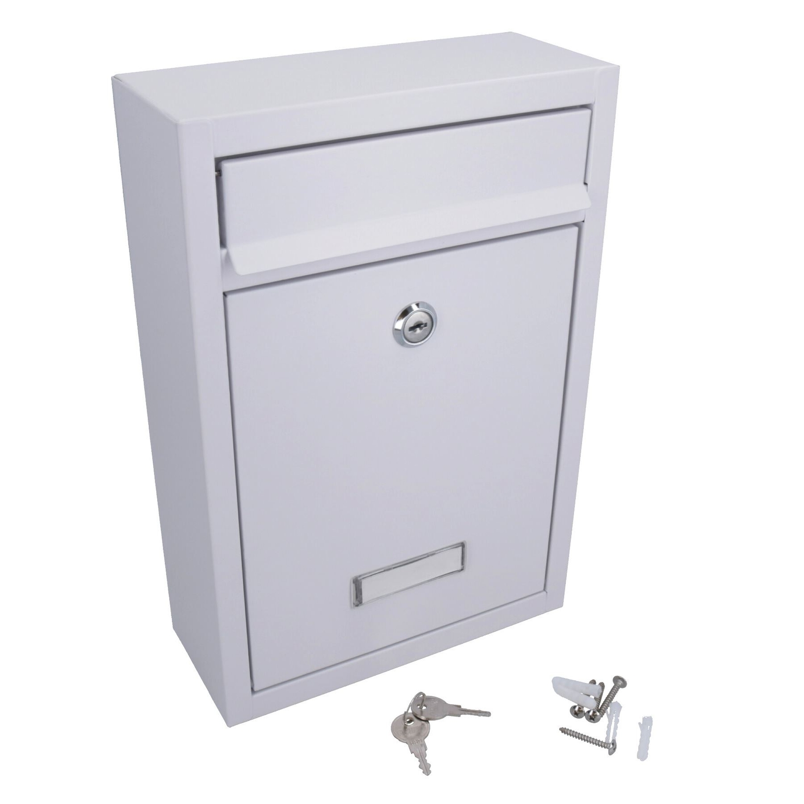 White Modern Style Letter Post Mail Box Metal Wall Door Gate House Lockable