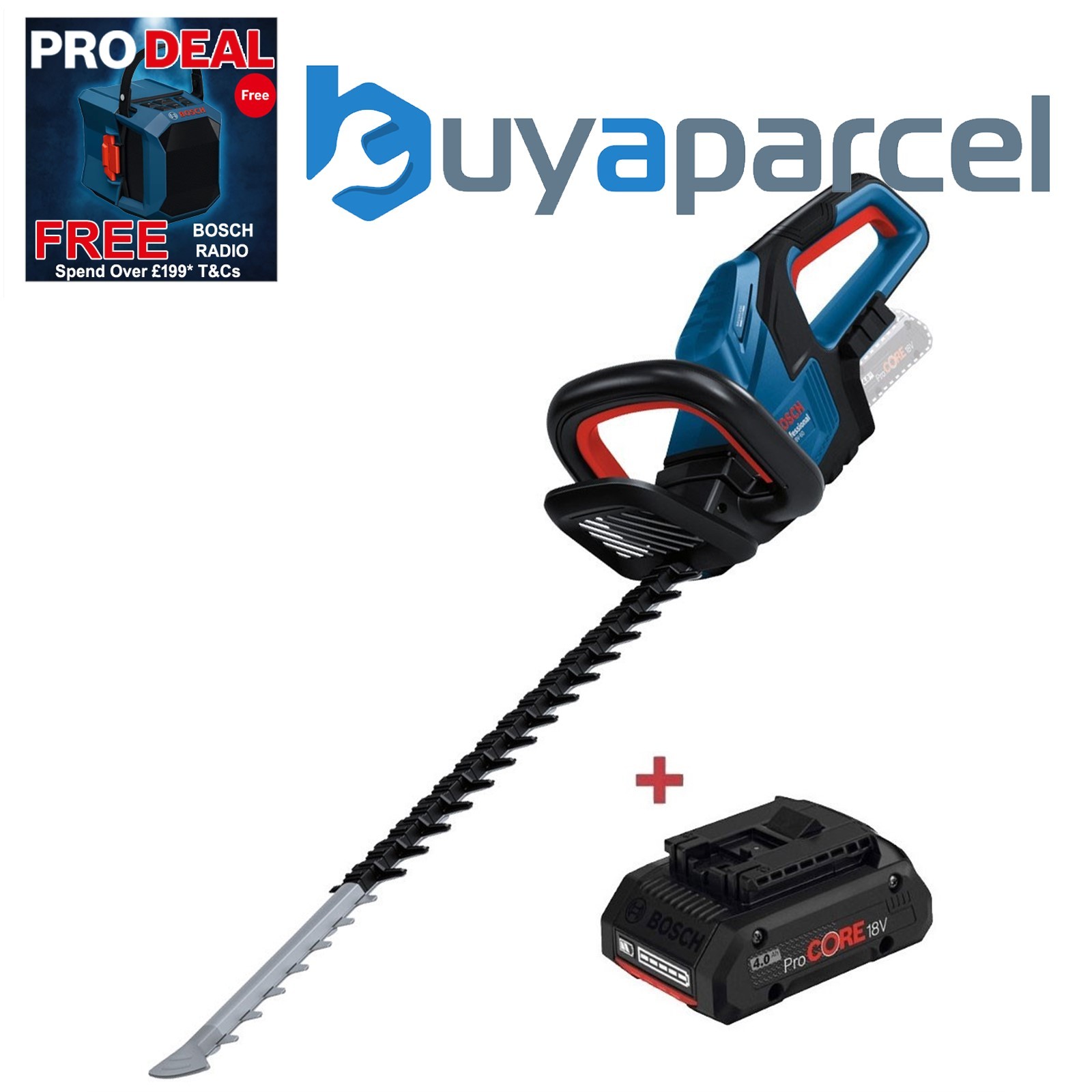 Bosch GHE 18V-60 18V Professional Cordless Brushless Hedge Trimmer + 4ah Procore